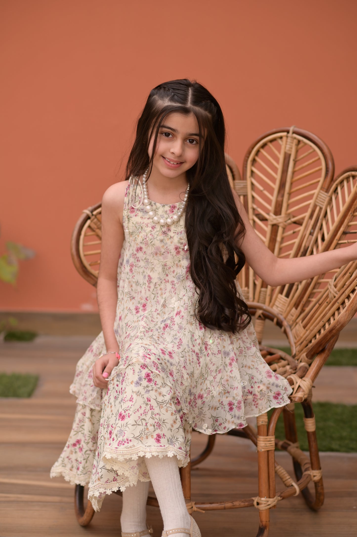 Rs 8000 Aneelas Kids Stitched Frock 2pc [KD-02-B] [Dispatch Ready]