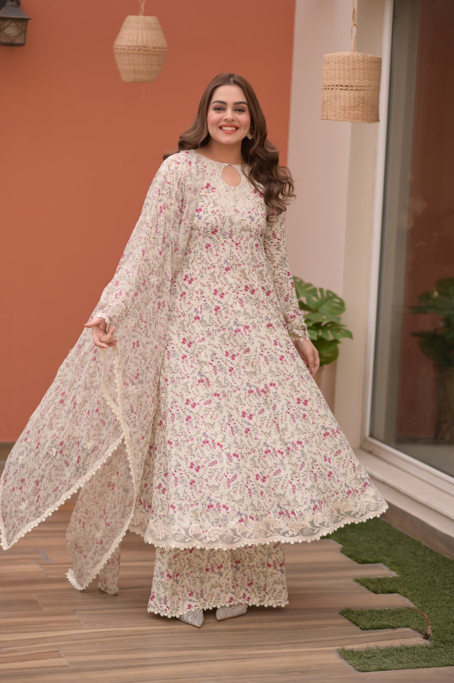 Rs 13000 Aneelas Stitched Silk Emb Shirt 3pc [EID-11-B] [Dispatch Time 45 Days]