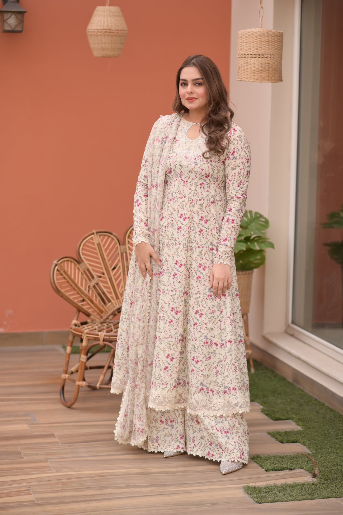 Rs 13000 Aneelas Stitched Silk Emb Shirt 3pc [EID-11-B] [Dispatch Time 45 Days]