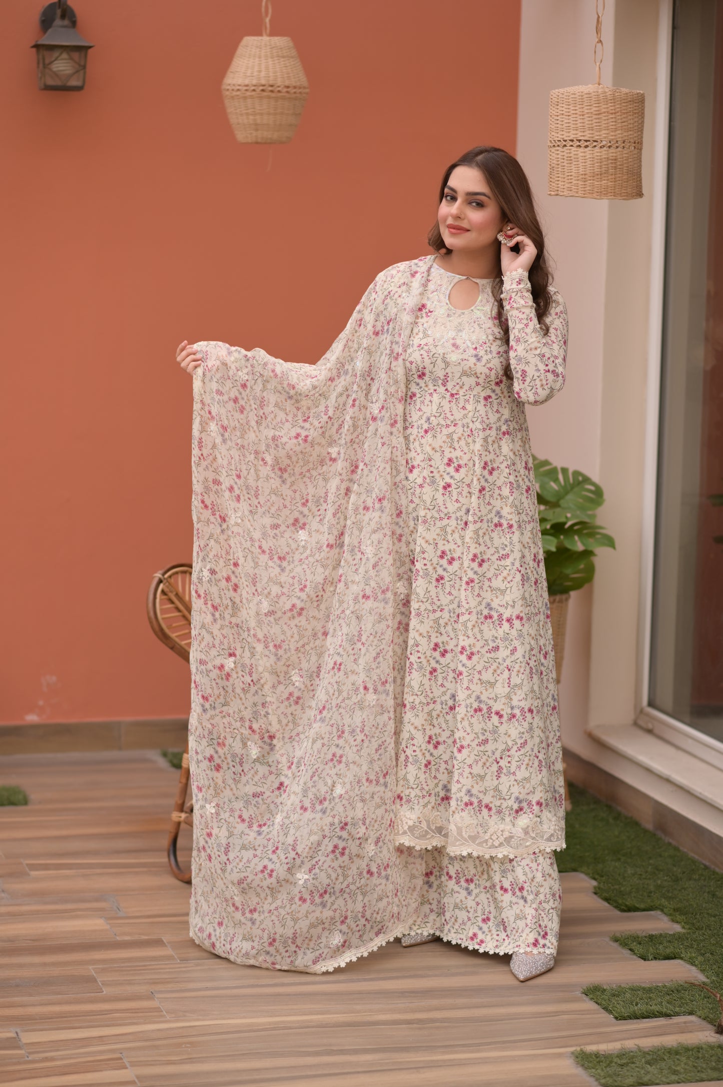 Rs 13000 Aneelas Stitched Silk Emb Shirt 3pc [EID-11-B] [Dispatch Time 45 Days]