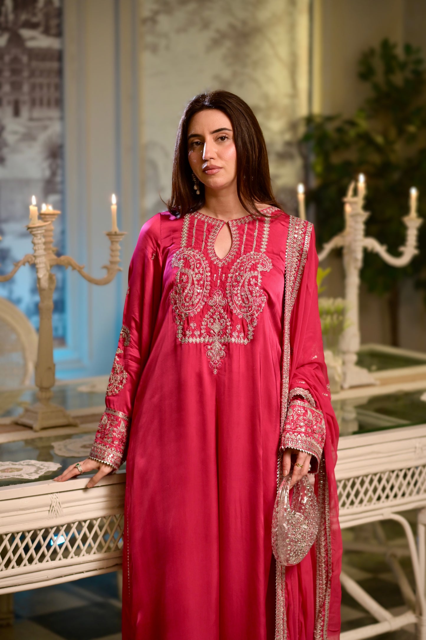 Rs 15500 Aneelas Stitched Silk Emb Chiffon Emb Duppata 3pc [RS-08] [Dispatch Time 2 Months]