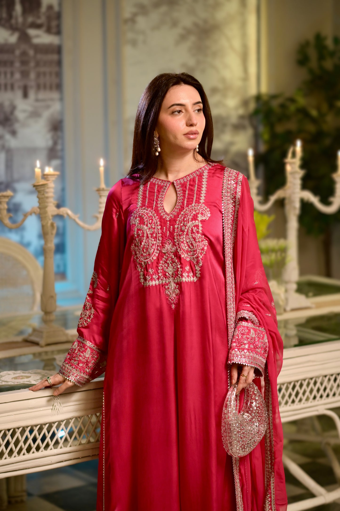 Rs 15500 Aneelas Stitched Silk Emb Chiffon Emb Duppata 3pc [RS-08] [Dispatch Time 2 Months]