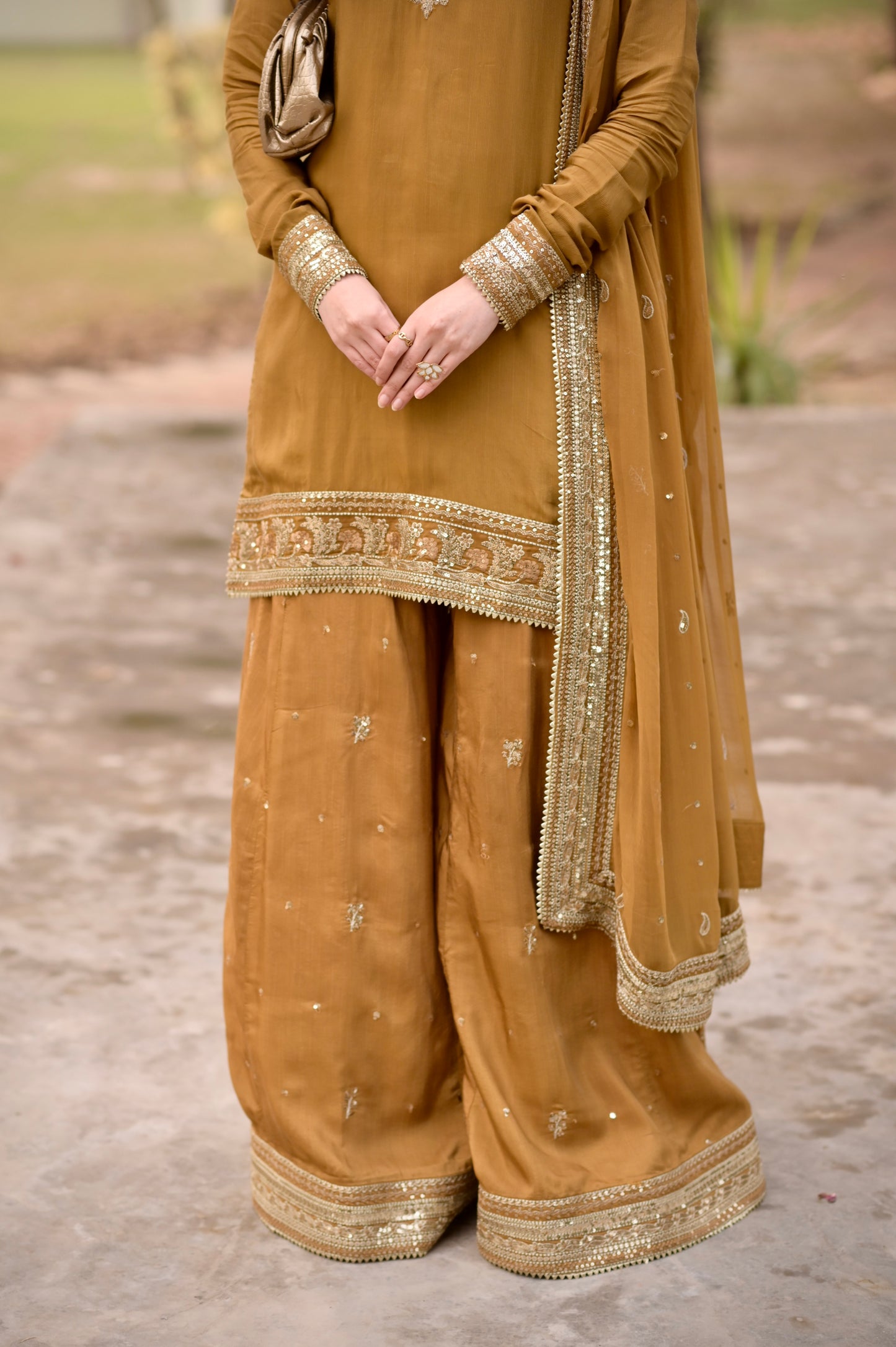 Rs 15500 Aneelas Eid Launch Stitched Raw Silk Shirt Trouser Chiffon Emb Duppata 3pc [EID-02-B] [Dispatch Time 2 Months]