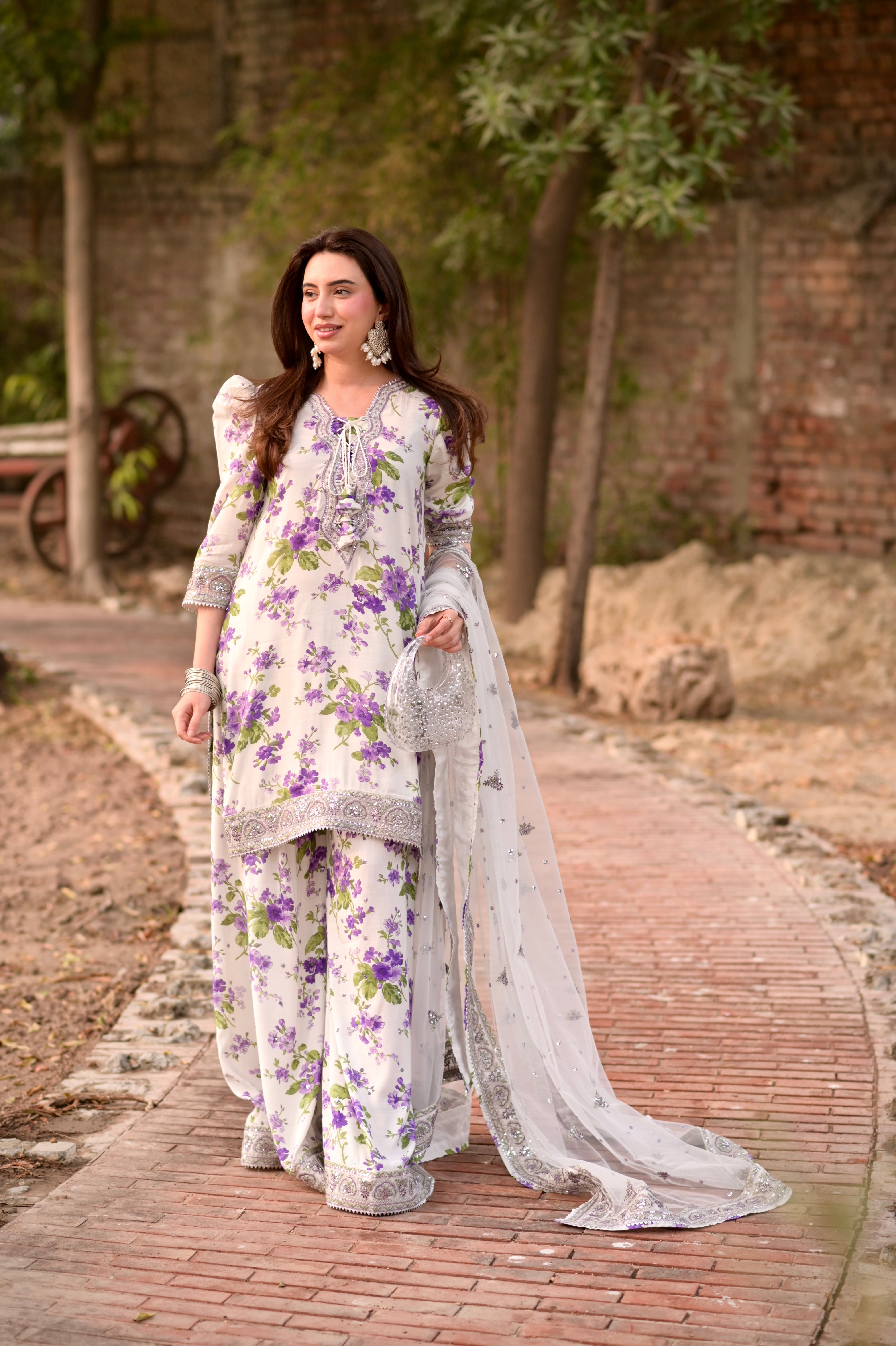 Rs 16000 Aneelas Eid Launch Stitched Raw Silk Print Emb 3pc [EID-01] [Dispatch Time 2 Months]