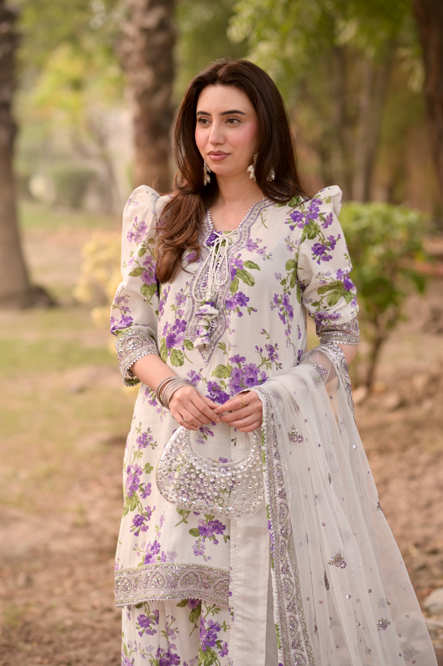 Rs 16000 Aneelas Eid Launch Stitched Raw Silk Print Emb 3pc [EID-01] [Dispatch Time 2 Months]