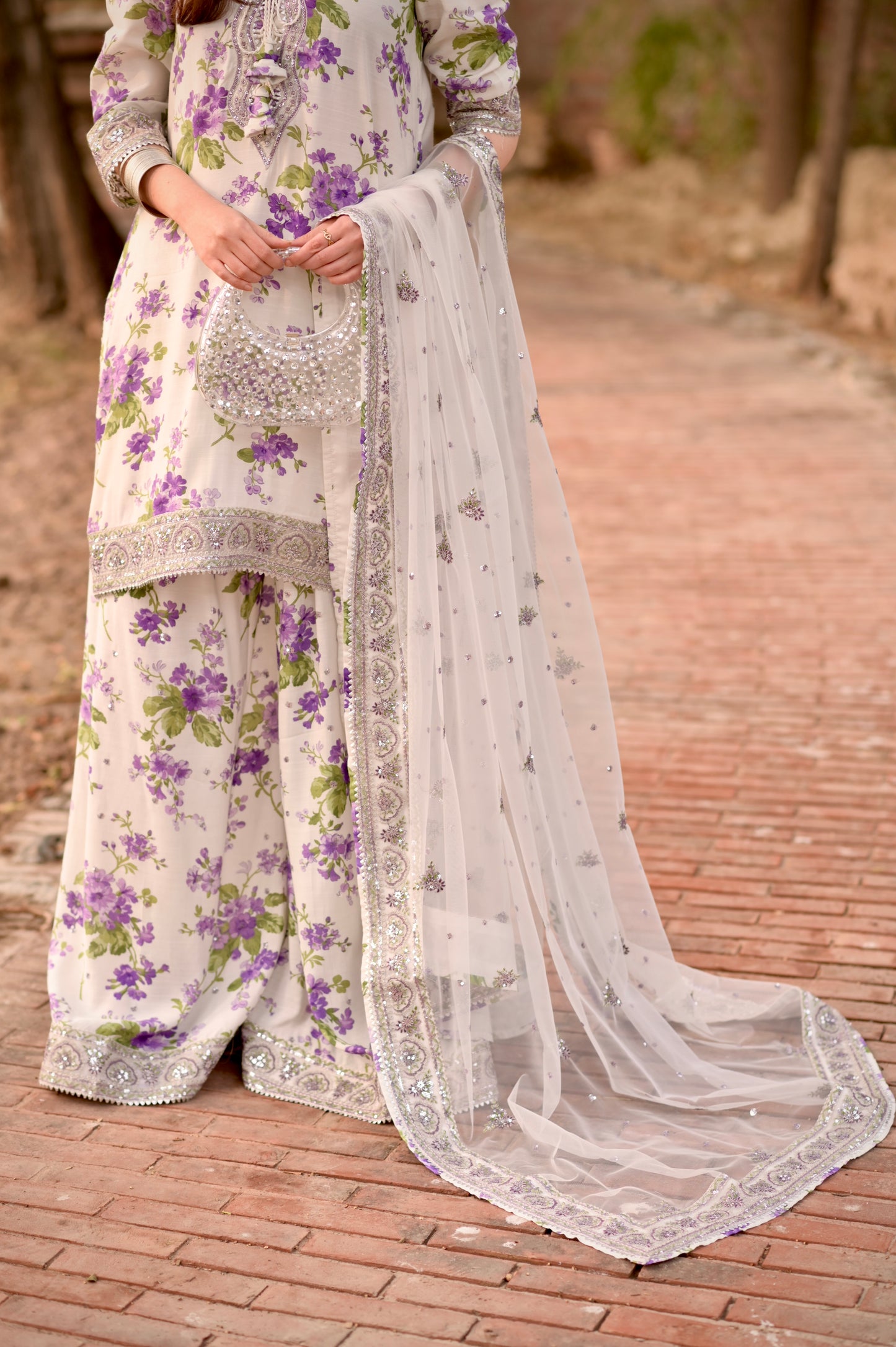 Rs 16000 Aneelas Eid Launch Stitched Raw Silk Print Emb 3pc [EID-01] [Dispatch Time 2 Months]