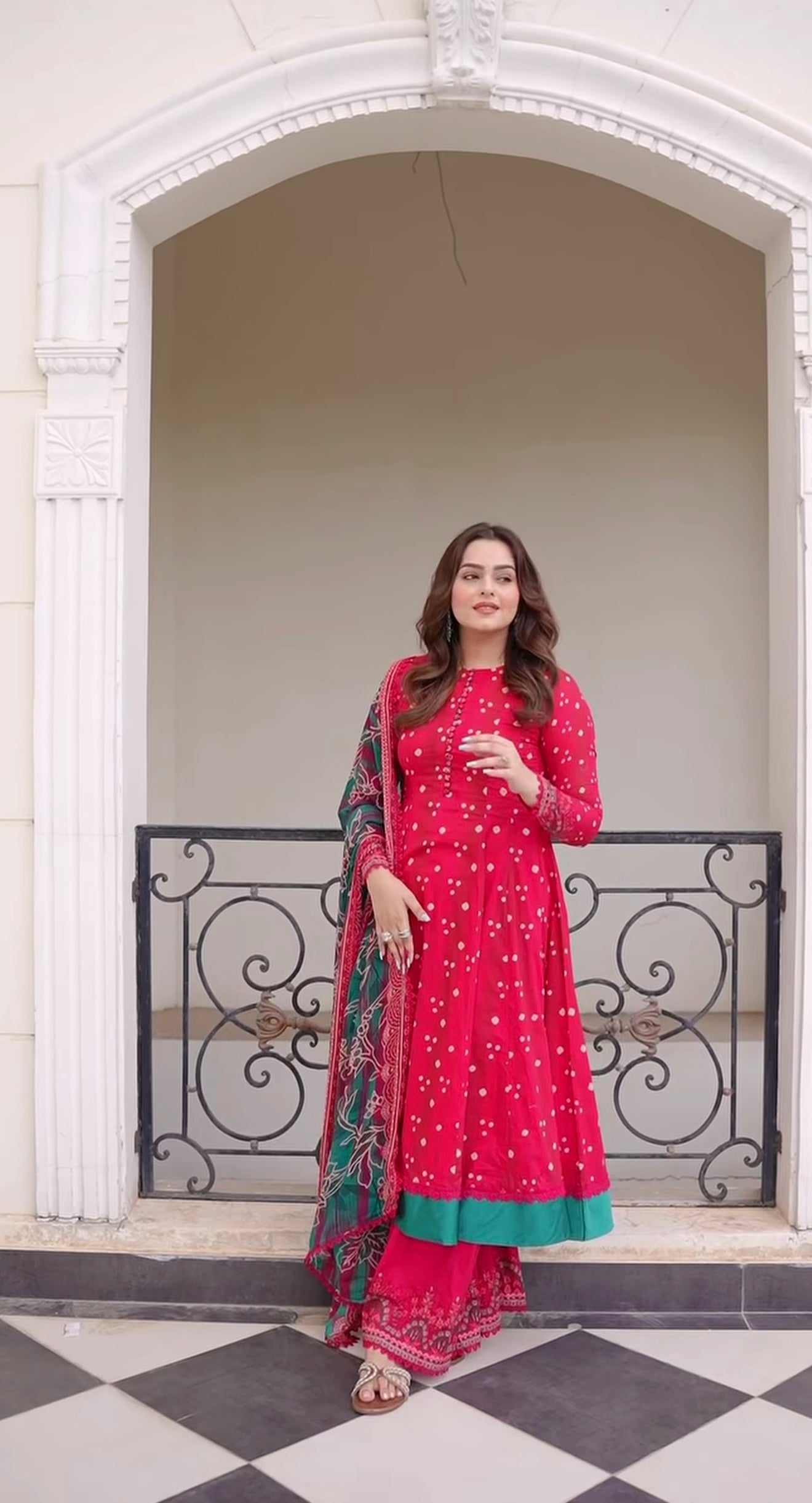 Rs 9800 Aneelas Stitched Lawn Print ONLY Frock Chiffon Duppata [SPR-26-85-C-A] [Dispatch Time 2 Months]