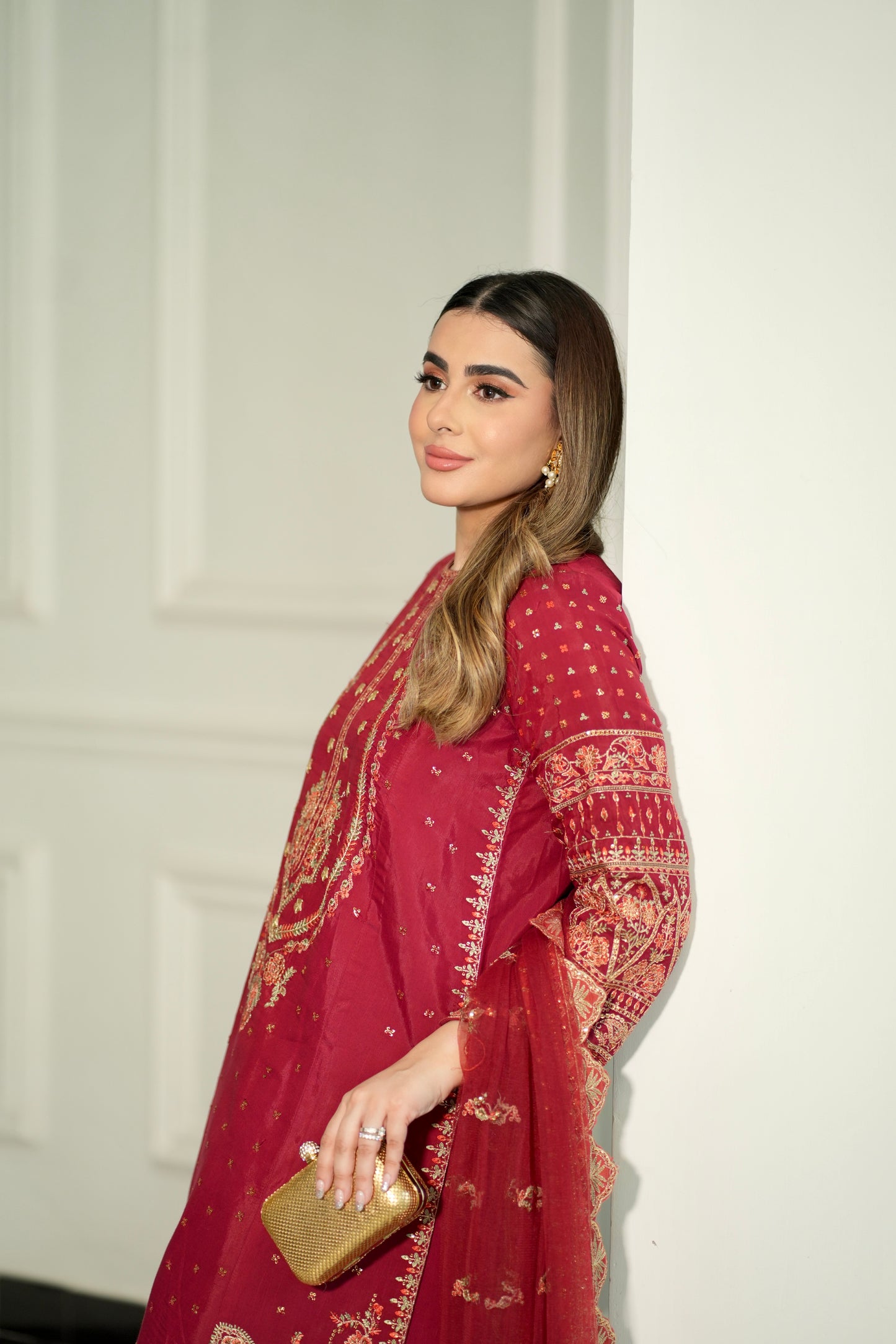 Rs 21500 Aneelas Formal Raw Silk Net Emb Duppata Stitched 3 pc [RS-04] [Dispatch Time 2 Month]