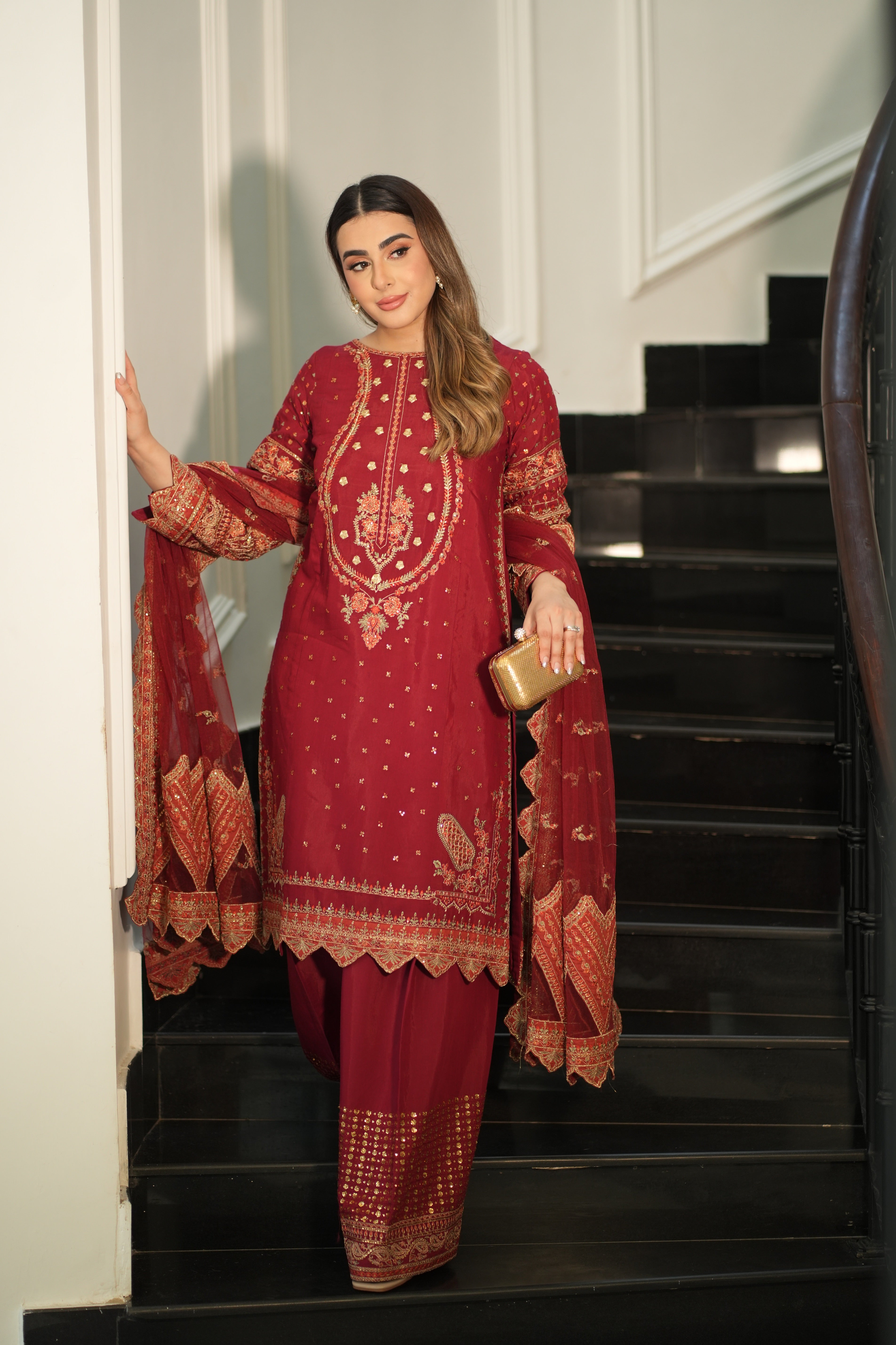 Rs 21500 Aneelas Formal Raw Silk Net Emb Duppata Stitched 3 pc [RS-04] [Dispatch Time 2 Month]