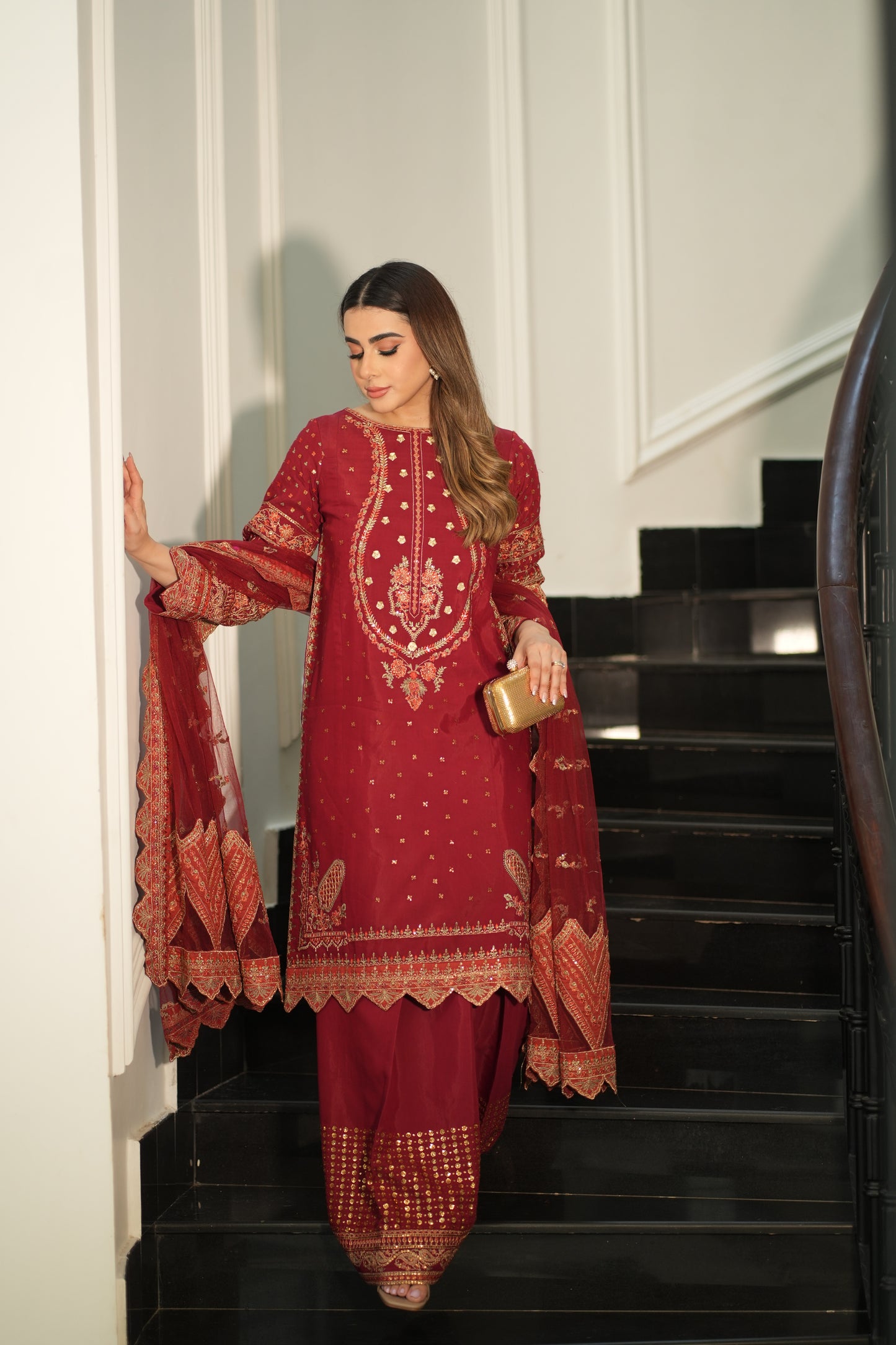 Rs 21500 Aneelas Formal Raw Silk Net Emb Duppata Stitched 3 pc [RS-04] [Dispatch Time 2 Month]