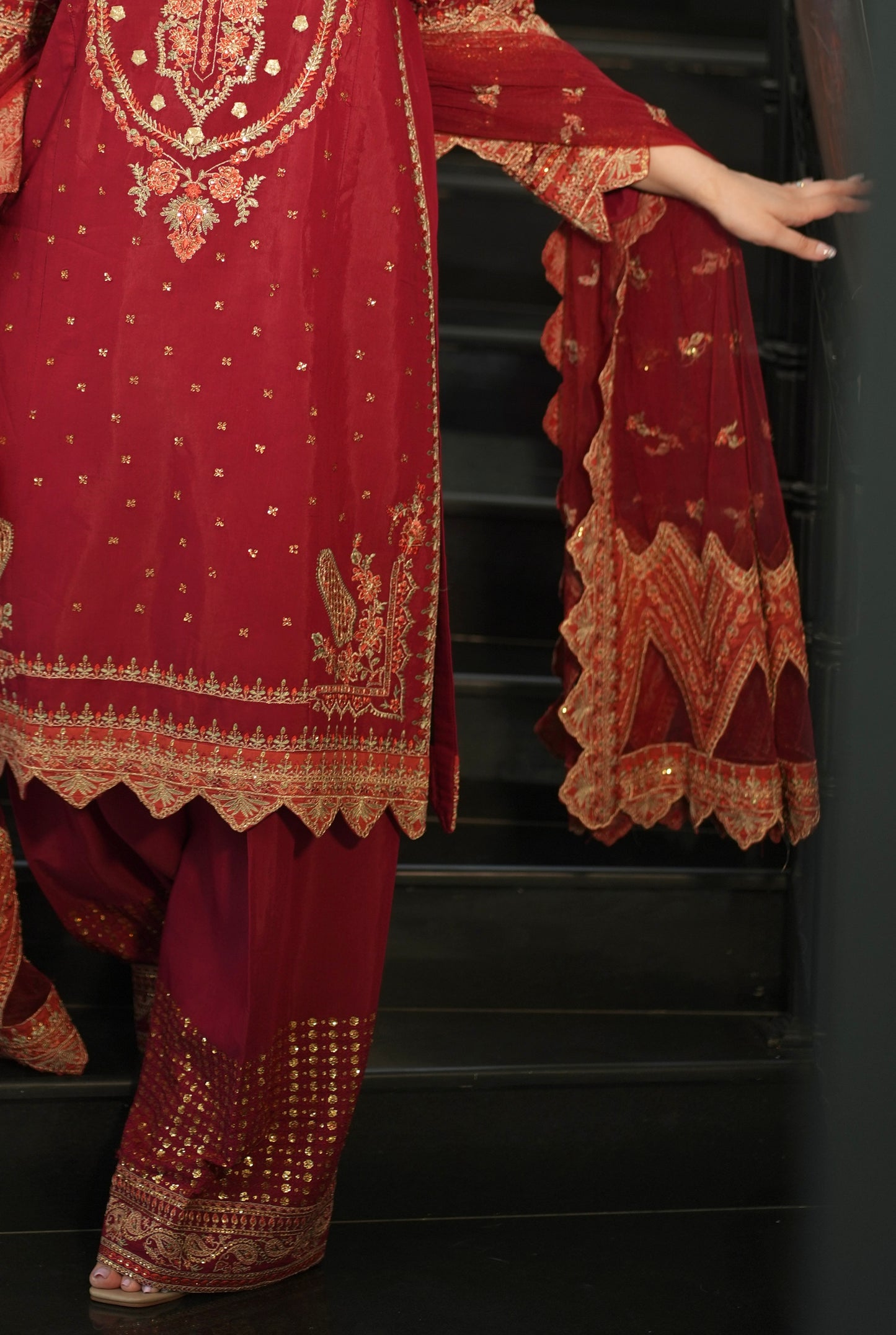 Rs 21500 Aneelas Formal Raw Silk Net Emb Duppata Stitched 3 pc [RS-04] [Dispatch Time 2 Month]
