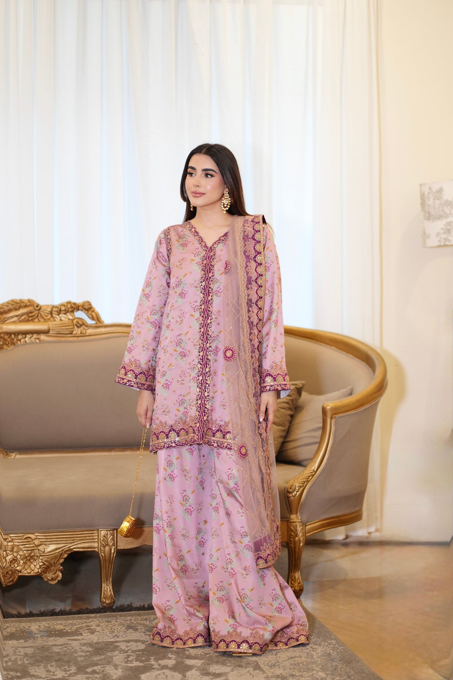 Rs 24000 Aneelas Stitched Grip Silk Emb 3pc Net Duppata [FC-17] [Dispatch Time 3 Months]