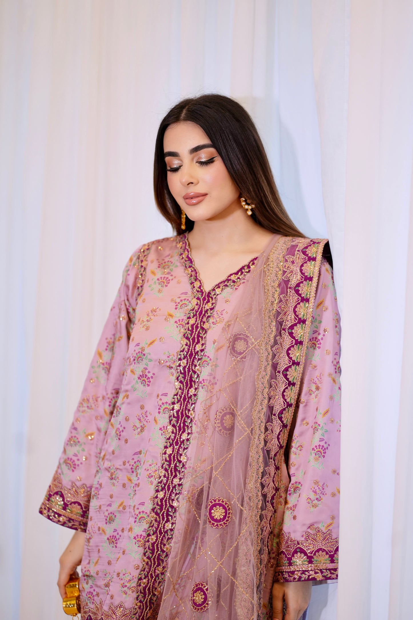 Rs 24000 Aneelas Stitched Grip Silk Emb 3pc Net Duppata [FC-17] [Dispatch Time 3 Months]