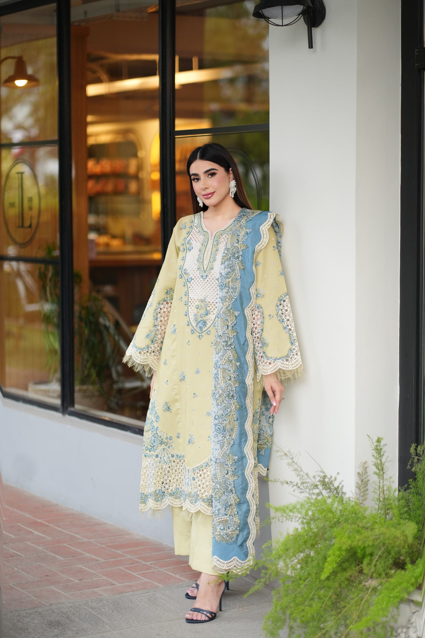 Rs 15000 Aneelas Stitched Lawn Emb 3pc Silk Duppata [LUX-26-65] [Dispatch Time 2 Months]