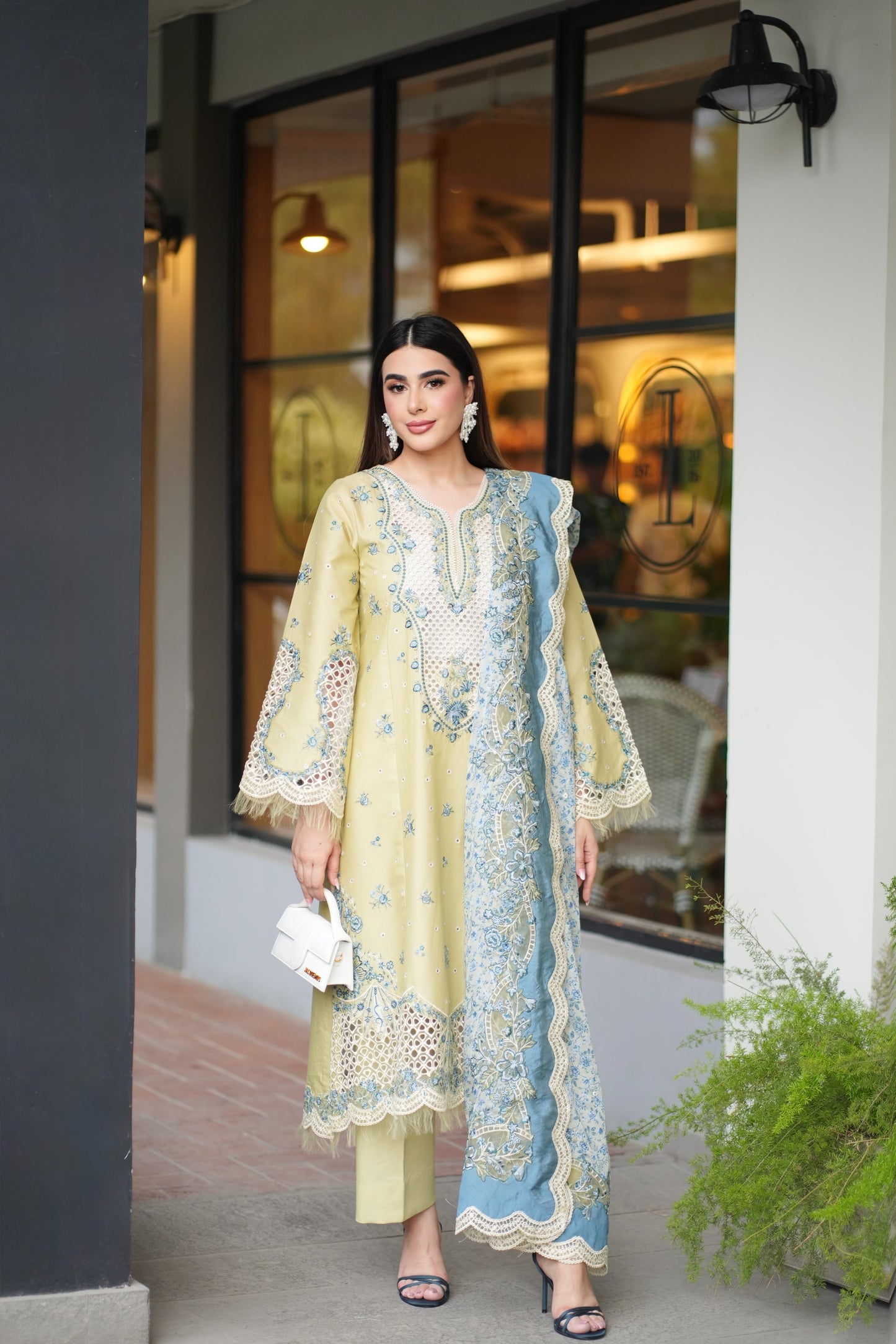 Rs 15000 Aneelas Stitched Lawn Emb 3pc Silk Duppata [LUX-26-65] [Dispatch Time 2 Months]