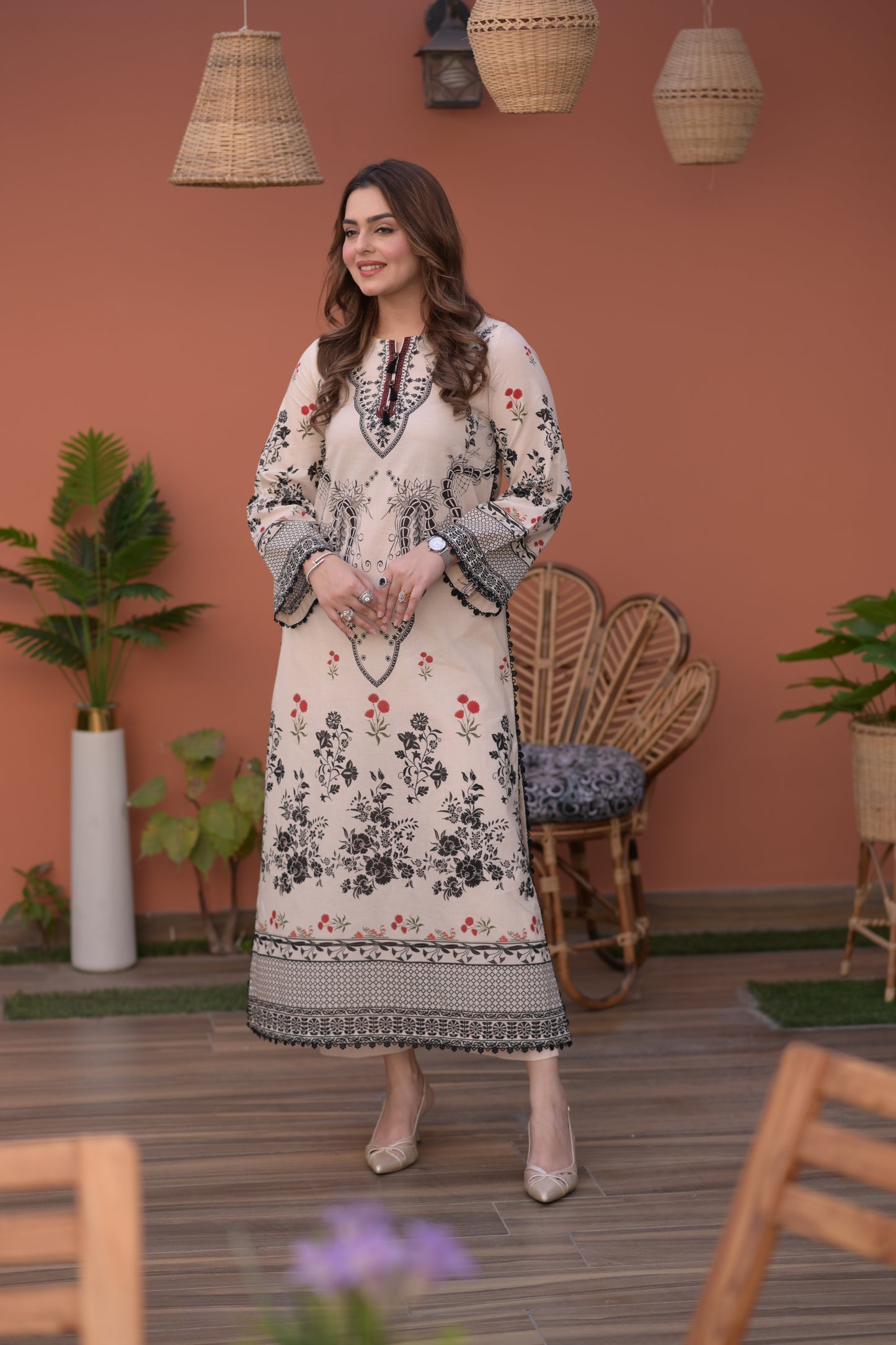 Rs 5500 Aneelas Stitched Lawn Print 2pc [SPR-26-18] [Dispatch Time 2 Months]