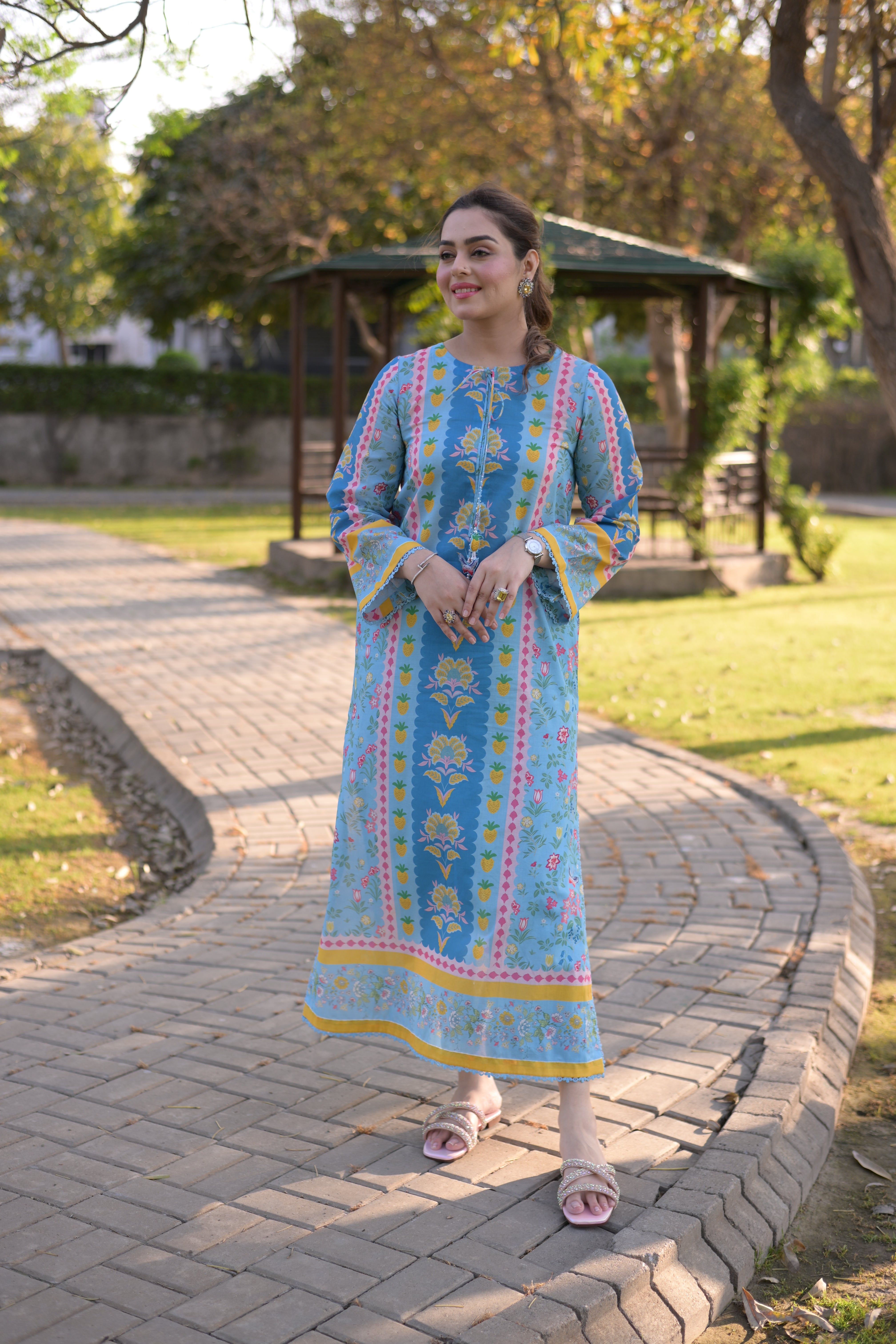 Rs 5000 Aneelas Stitched Lawn Print 2pc [SPR-26-17] [Dispatch Time 2 Months]