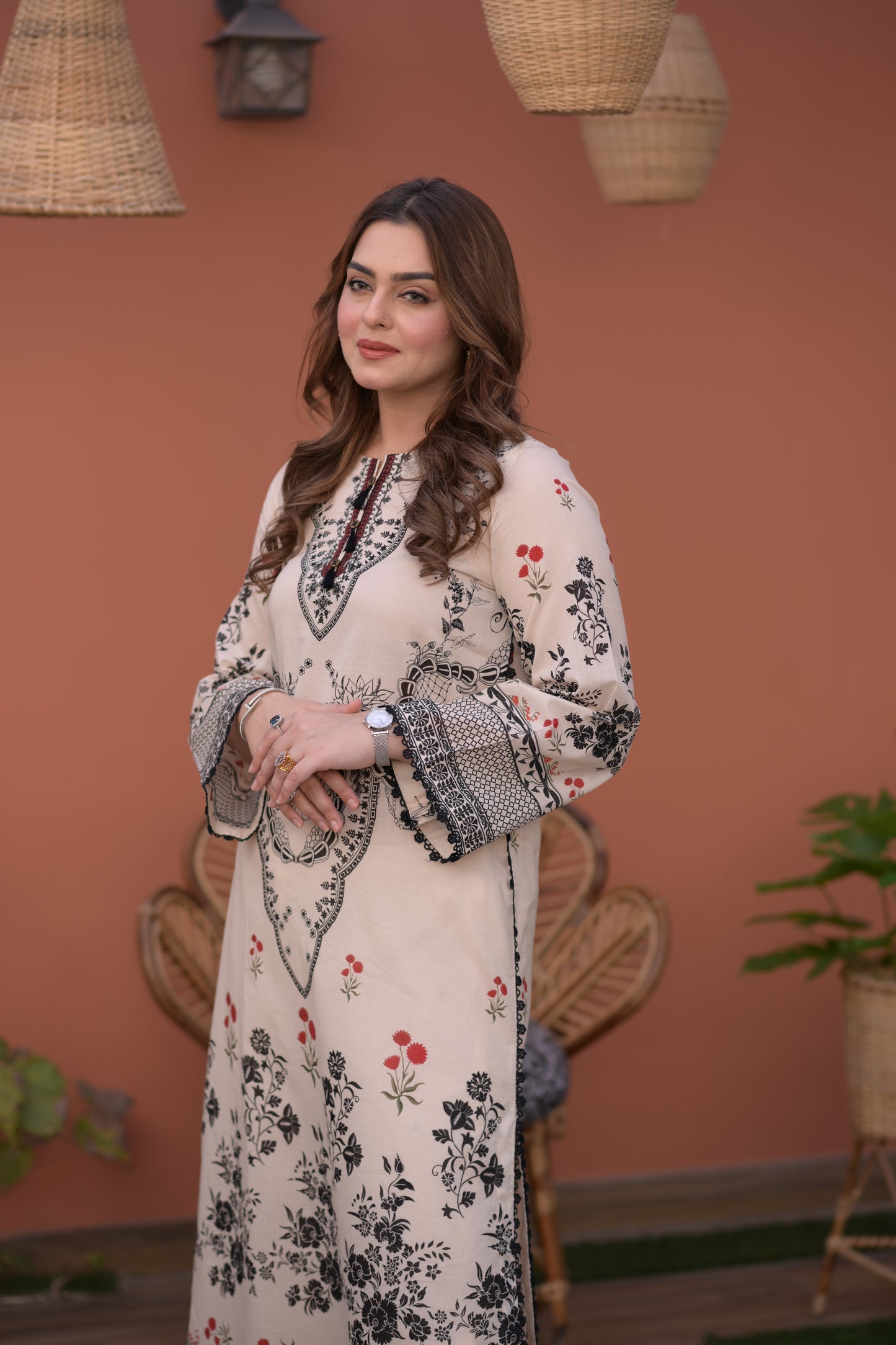 Rs 5500 Aneelas Stitched Lawn Print 2pc [SPR-26-18] [Dispatch Time 2 Months]