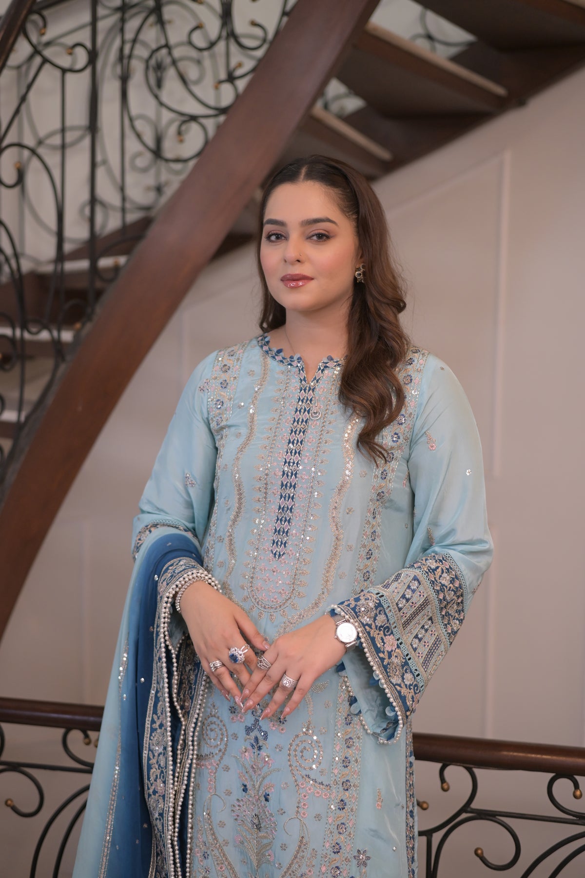 Aneelas Semi Formal Tussar Silk Emb Shirt Trouser 2pc [FC-36] [Dispatch Time 2 Months]