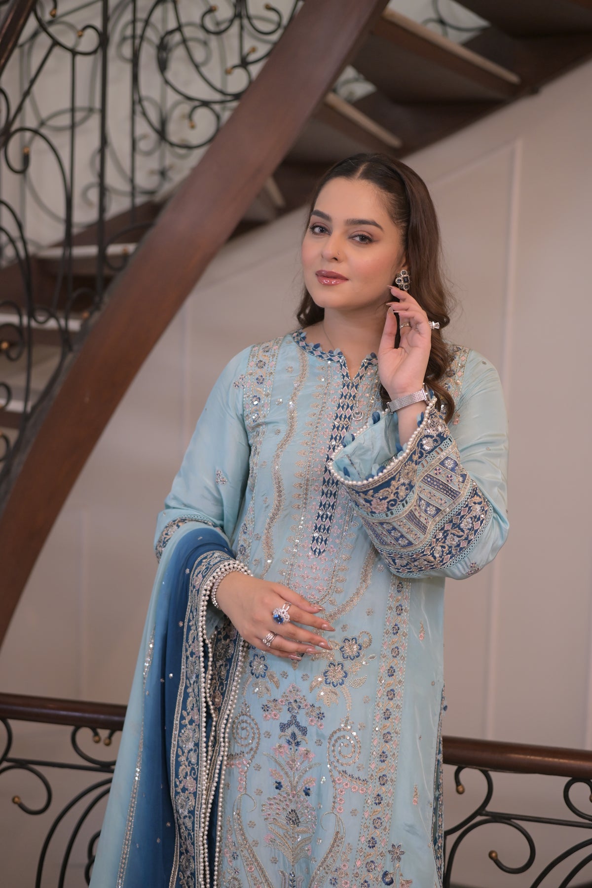 Aneelas Semi Formal Tussar Silk Emb Shirt Trouser 2pc [FC-36] [Dispatch Time 2 Months]