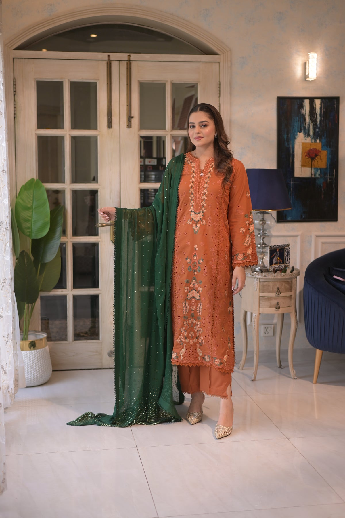 Aneelas Viscose Heavy Emb 3pc Chiffon Duppata [VC-26-02] [Dispatch Time 2 Months]