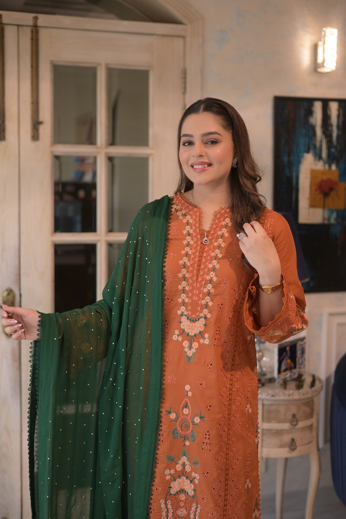 Aneelas Viscose Heavy Emb 3pc Chiffon Duppata [VC-26-02] [Dispatch Time 2 Months]