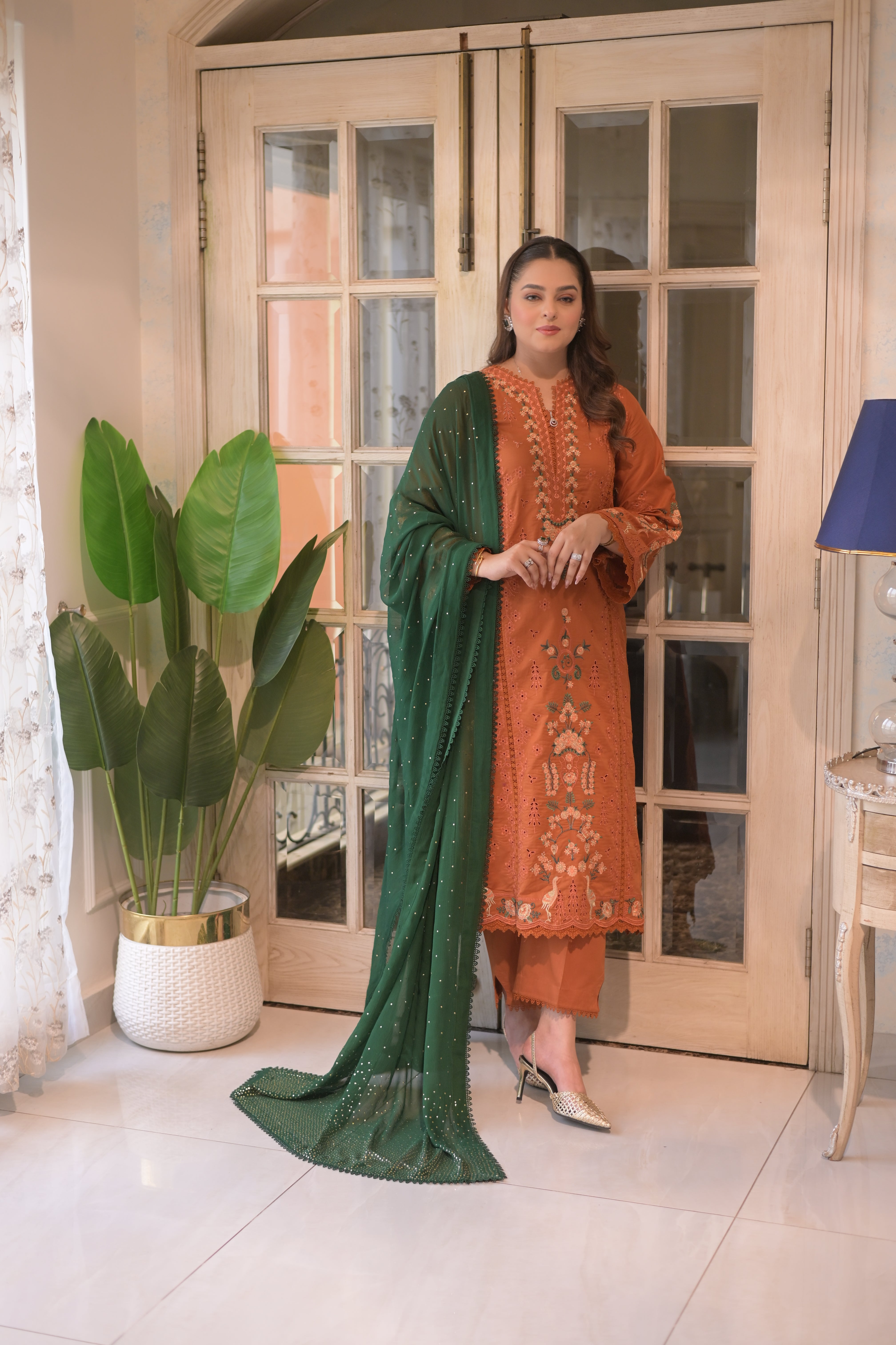 Aneelas Viscose Heavy Emb 3pc Chiffon Duppata [VC-26-02] [Dispatch Time 2 Months]