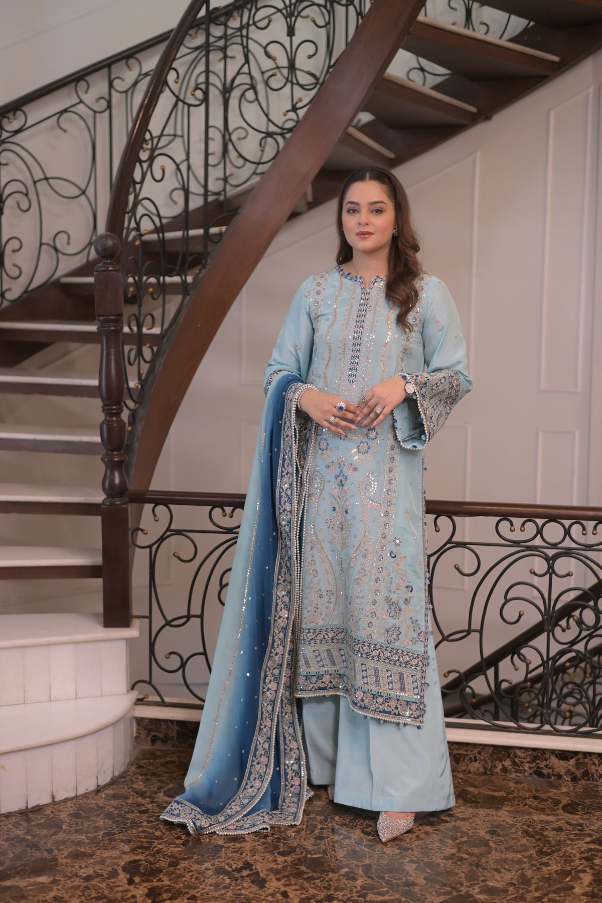 Aneelas Semi Formal Tussar Silk Emb 3pc Chiffon Duppata [FC-36] [Dispatch Time 2 Months]