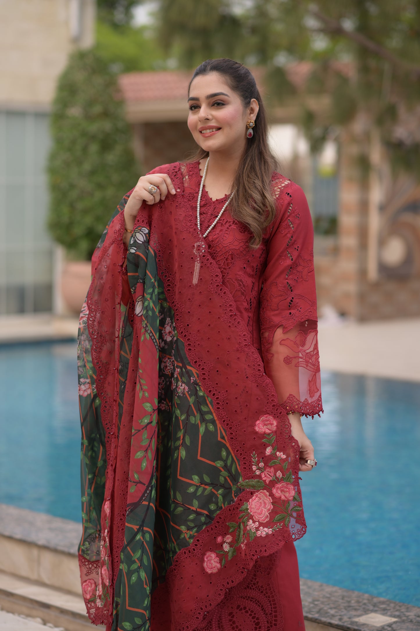 Rs 20500 Aneelas Stitched Luxury  Lawn Emb 3pc [LUX-26-41] [Dispatch Time 2.5 Months]