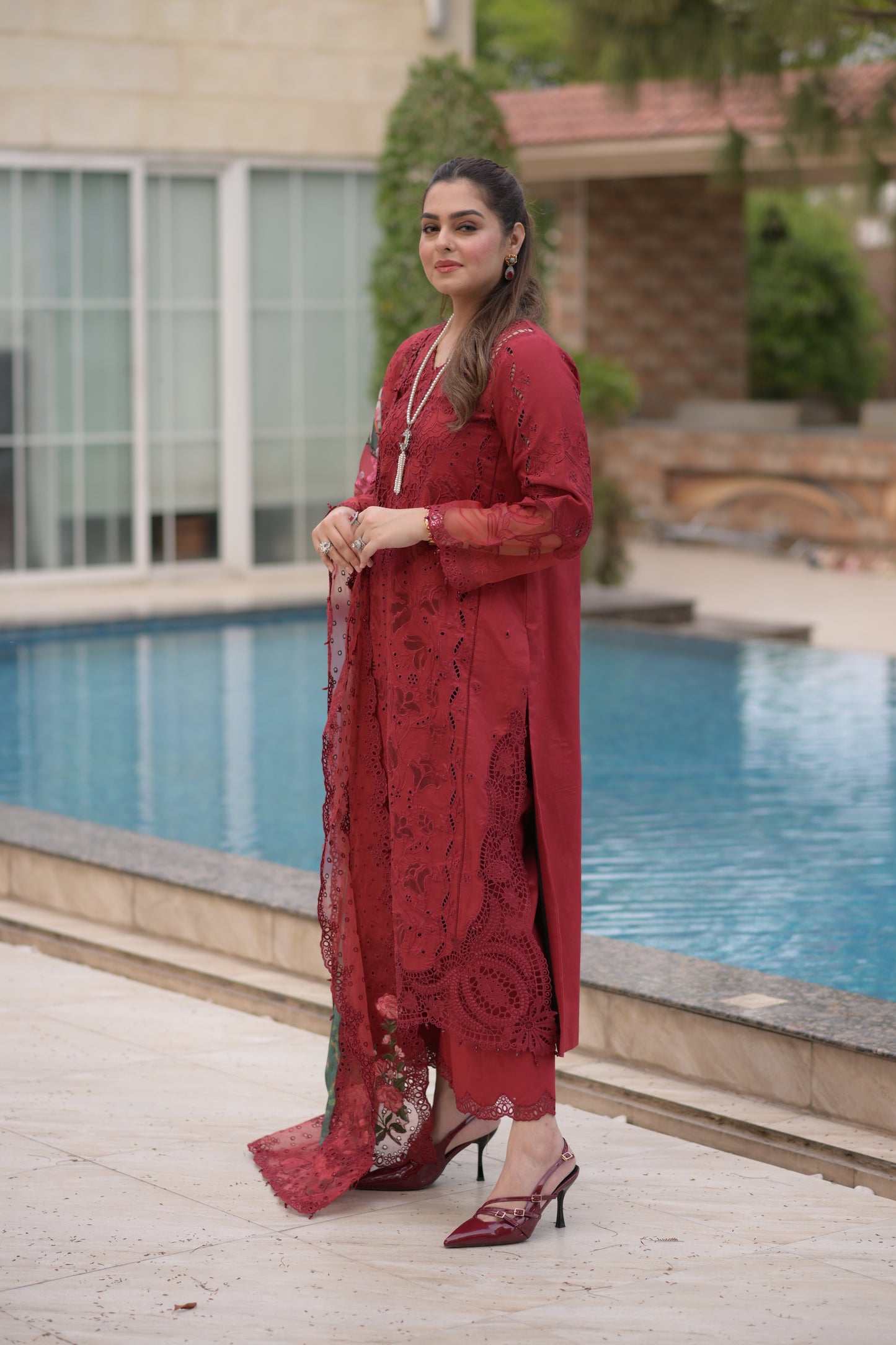 Rs 20500 Aneelas Stitched Luxury  Lawn Emb 3pc [LUX-26-41] [Dispatch Time 2.5 Months]