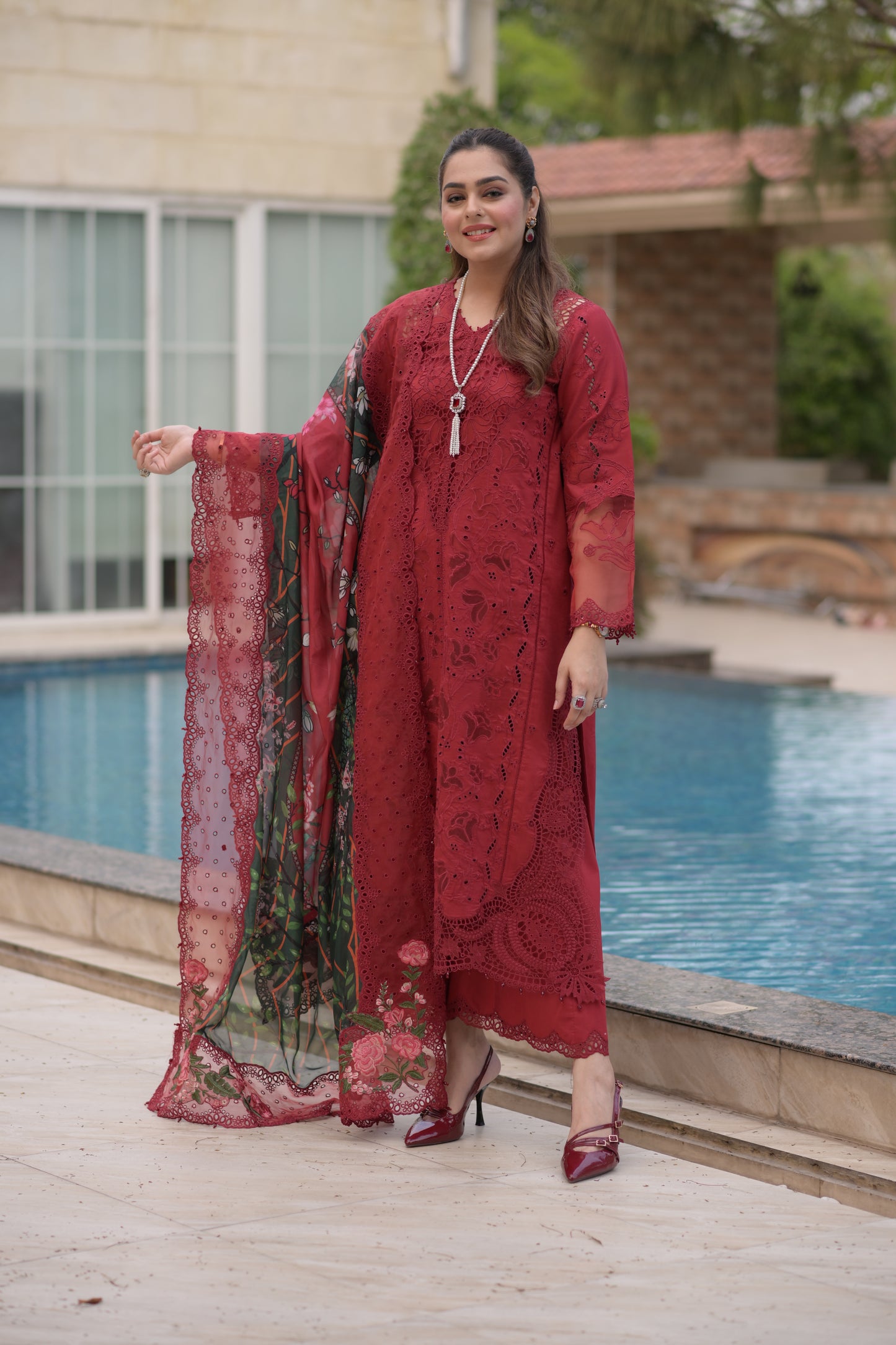 Rs 20500 Aneelas Stitched Luxury  Lawn Emb 3pc [LUX-26-41] [Dispatch Time 2.5 Months]