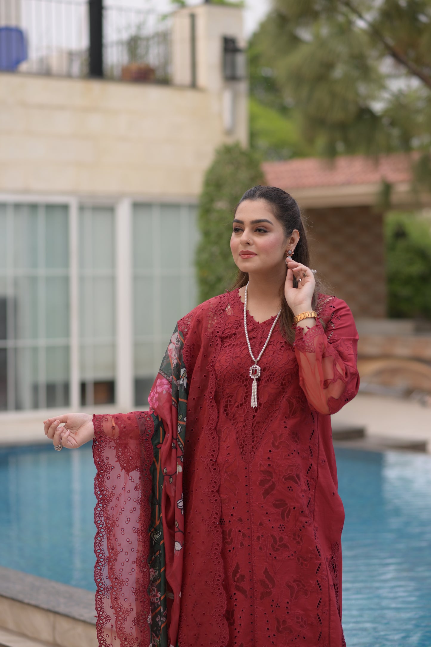Rs 20500 Aneelas Stitched Luxury  Lawn Emb 3pc [LUX-26-41] [Dispatch Time 2.5 Months]