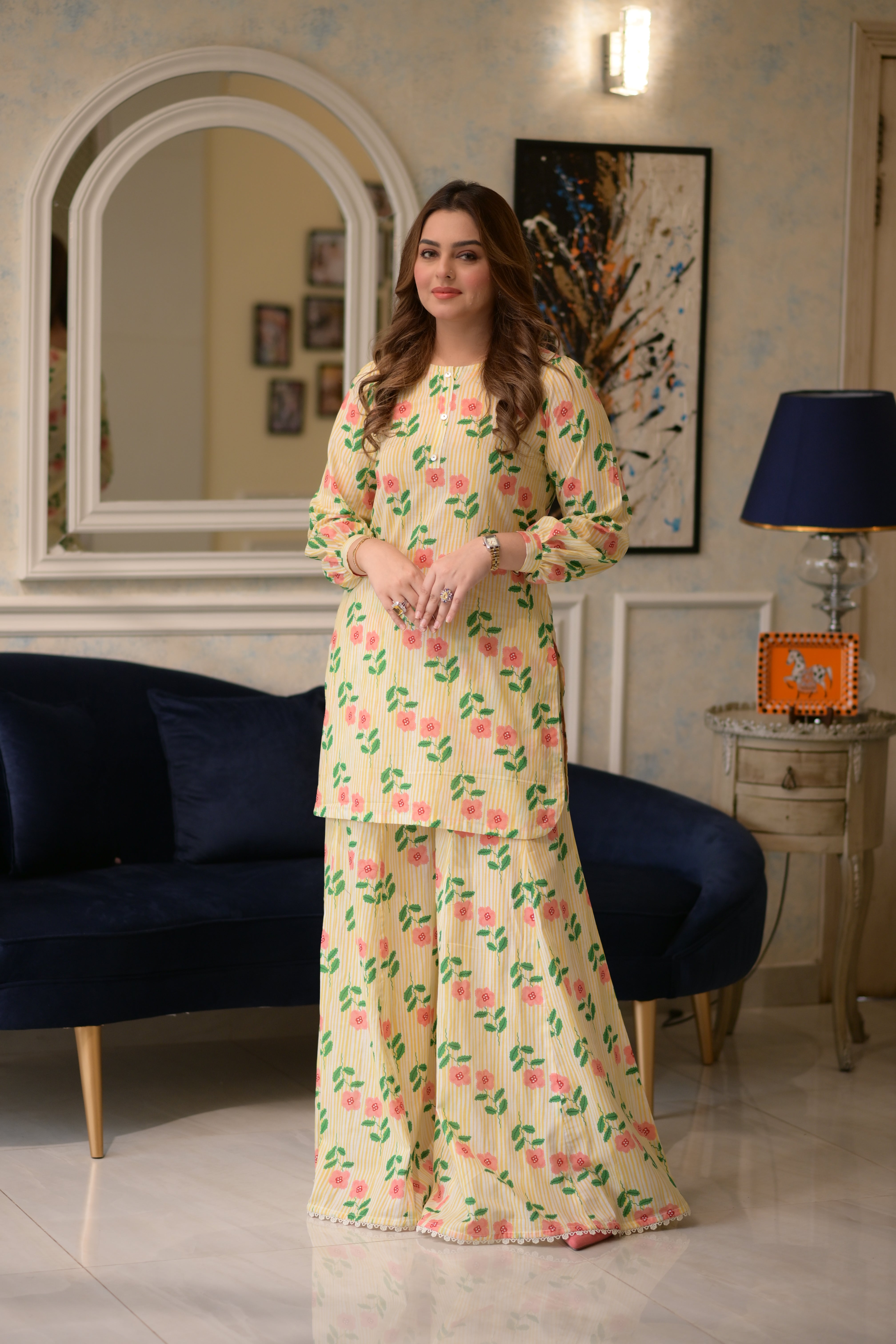 Rs 5500 Aneelas Stitched Lawn Print 2pc [SPR-26-20] [Dispatch Time 2 Months]
