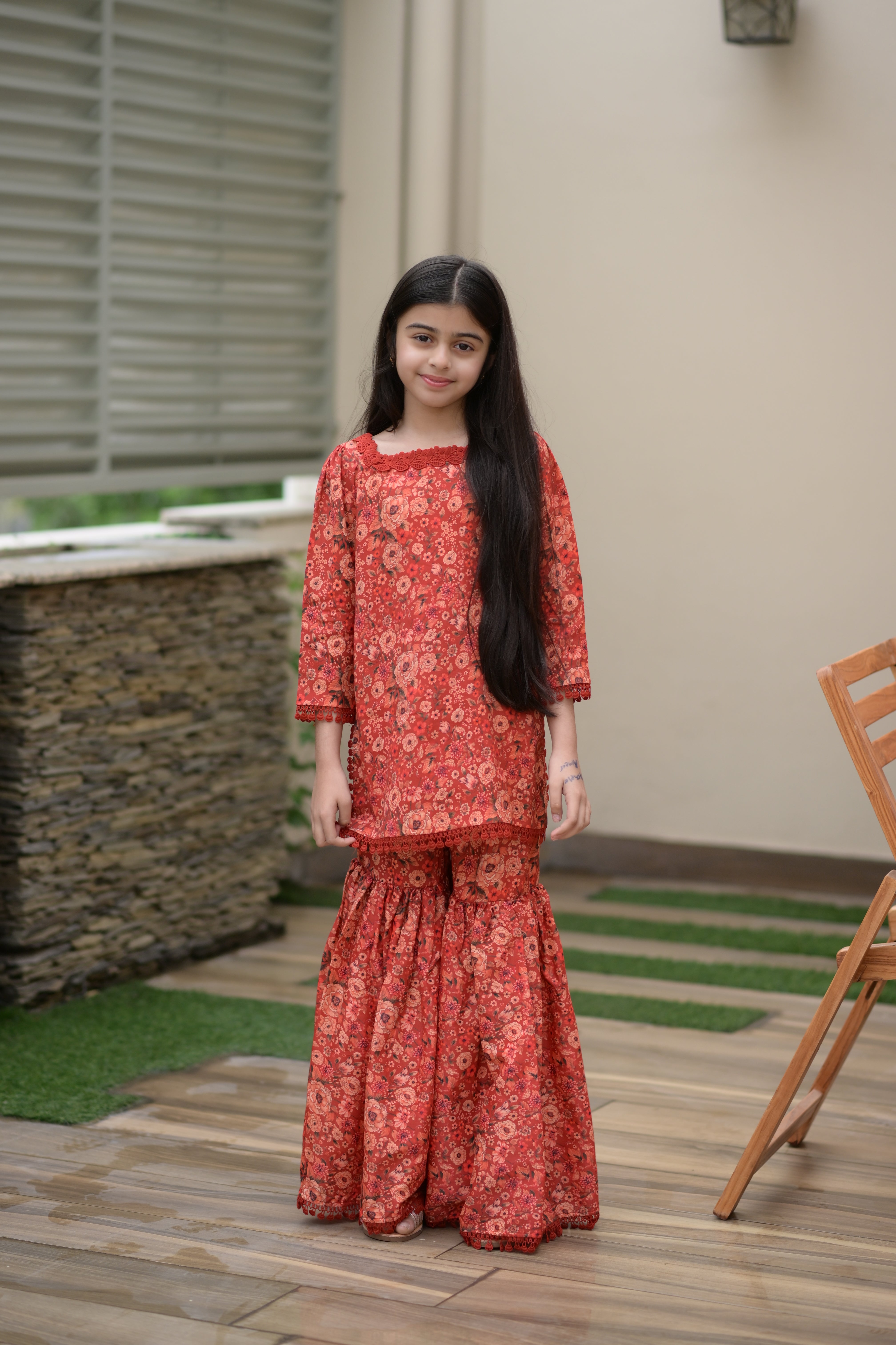 Rs 5500 Aneelas Kids Lawn Print Shirt Gharara 2pc [KD-06] [Dispatch Time 2 Months]
