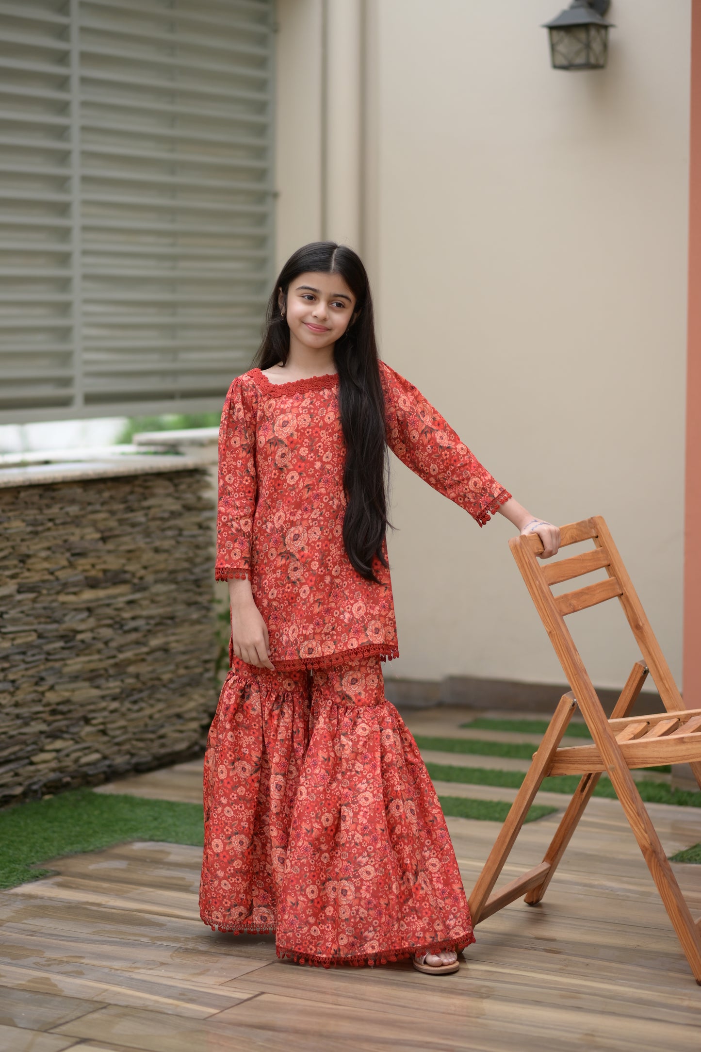 Rs 5500 Aneelas Kids Lawn Print Shirt Gharara 2pc [KD-06] [Dispatch Time 2 Months]