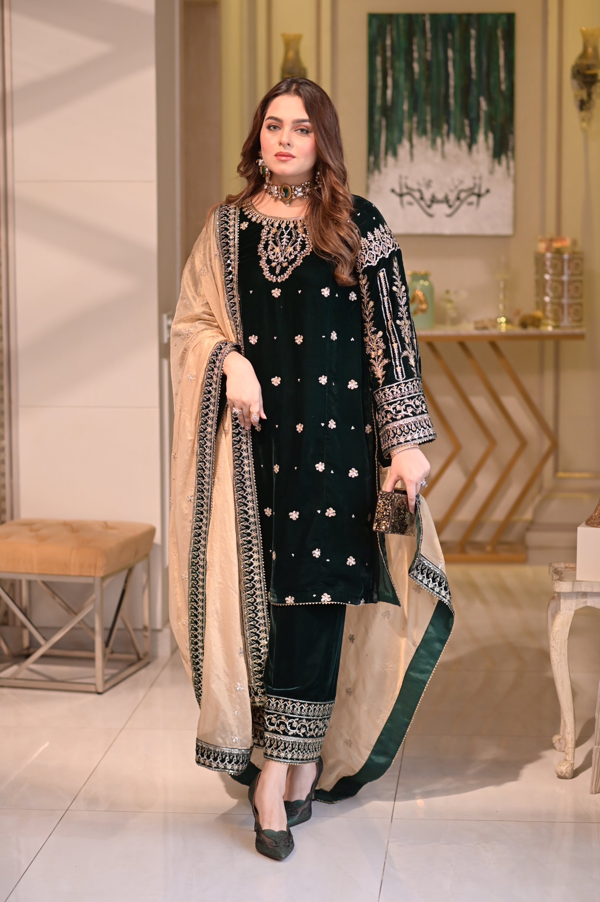 Rs 24500 Aneelas Ada work stitched 3 p .[Dispatch date 15th April ] ~ [Chest 23] [Length 41] XLARGE main image 0