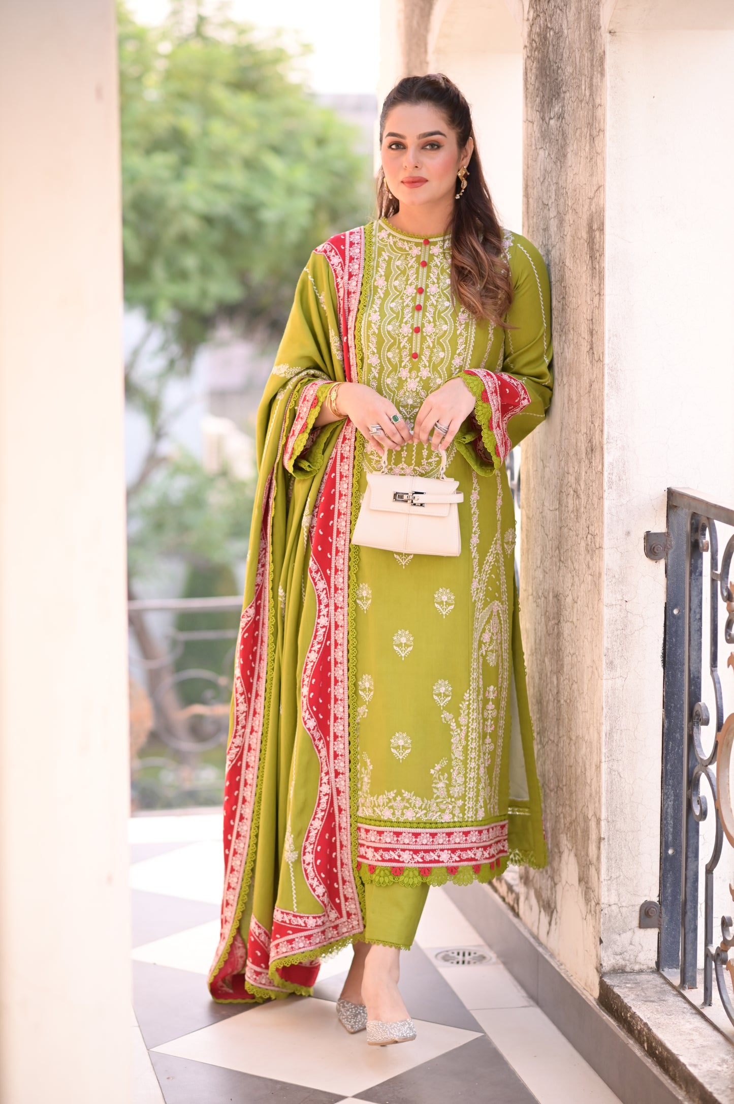 Rs 18500 Aneelas Stitched Twill Emb Shirt Emb Shawl 3pc [WLUX-06] [Dispatch Time 2 Months]