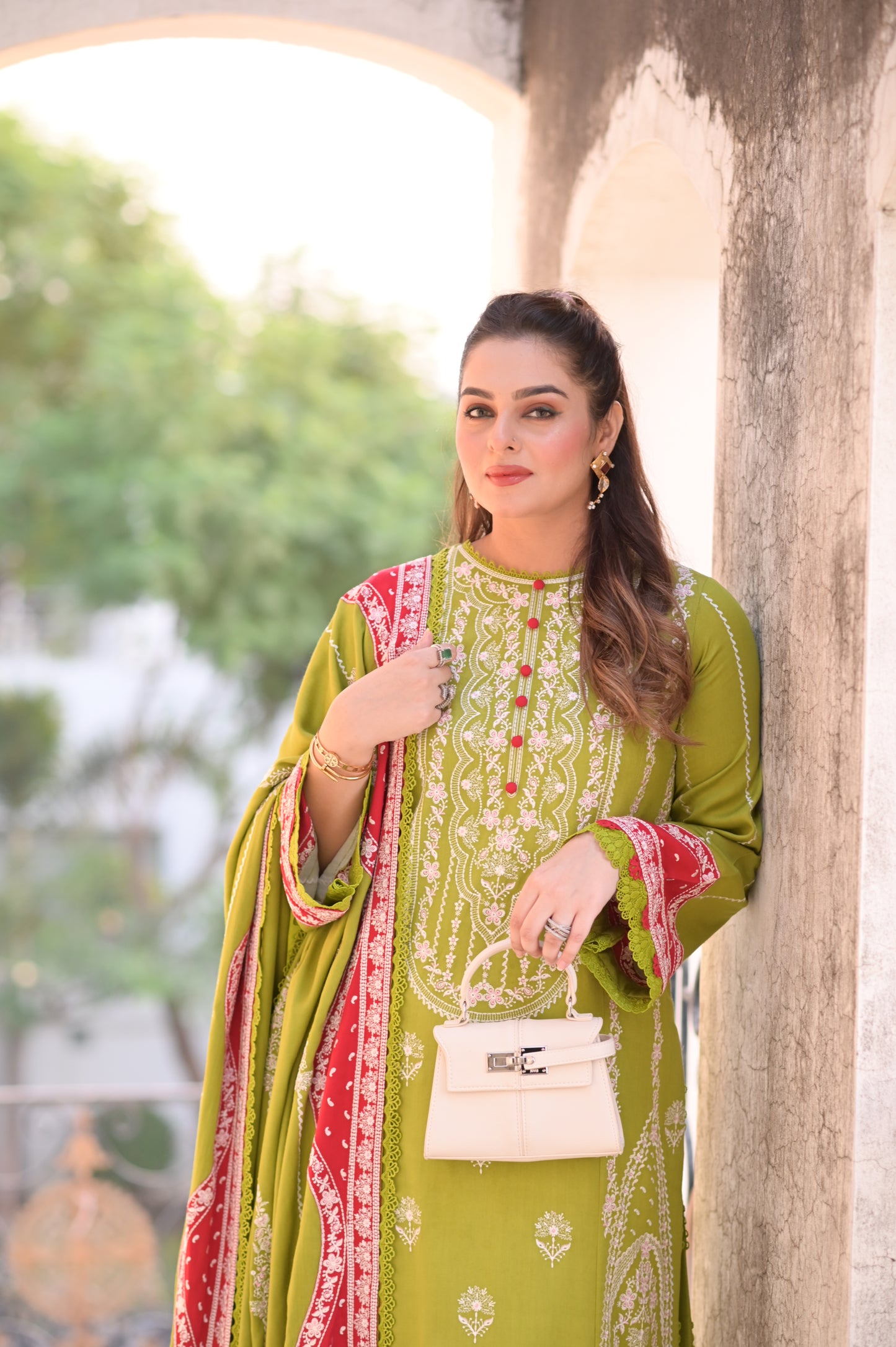 Rs 18500 Aneelas Stitched Twill Emb Shirt Emb Shawl 3pc [WLUX-06] [Dispatch Time 2 Months]