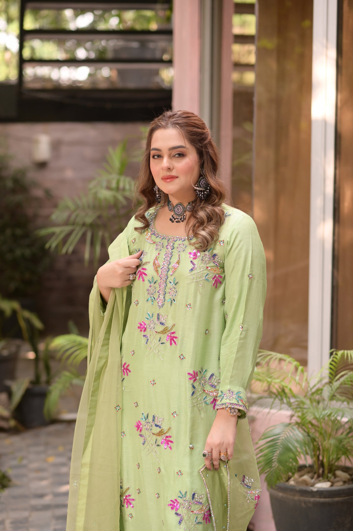 Rs 28500 Aneelas Stitched Korean Raw Silk Ada Work 3pc [RS-03] [Dispatch Time 2 Months]