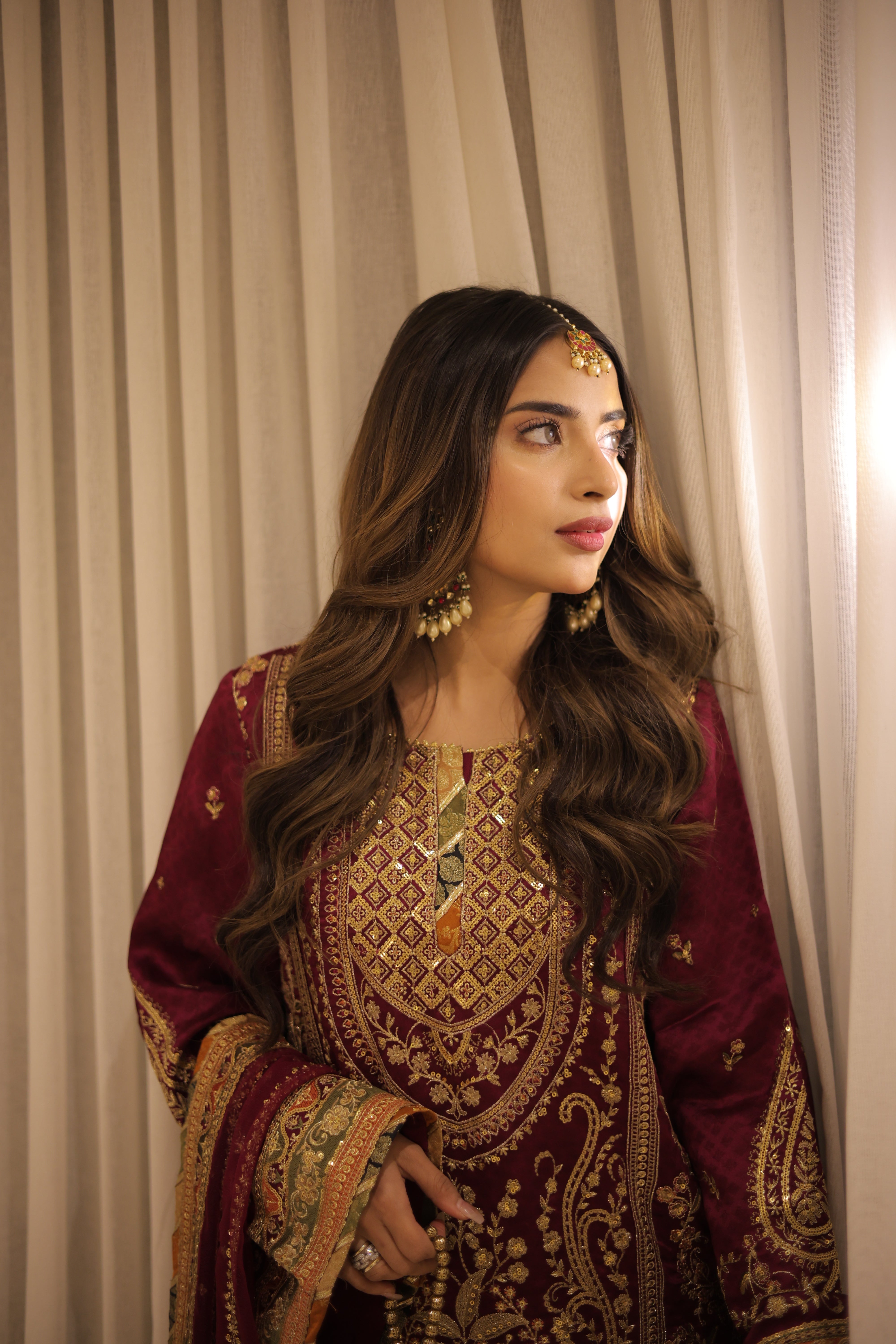 Rs 22500 Aneelas Stitched Silk Shirt Trouser Net Emb Duppata Formal 3pc [FC-09-A] [Dispatch Time 2 Months]