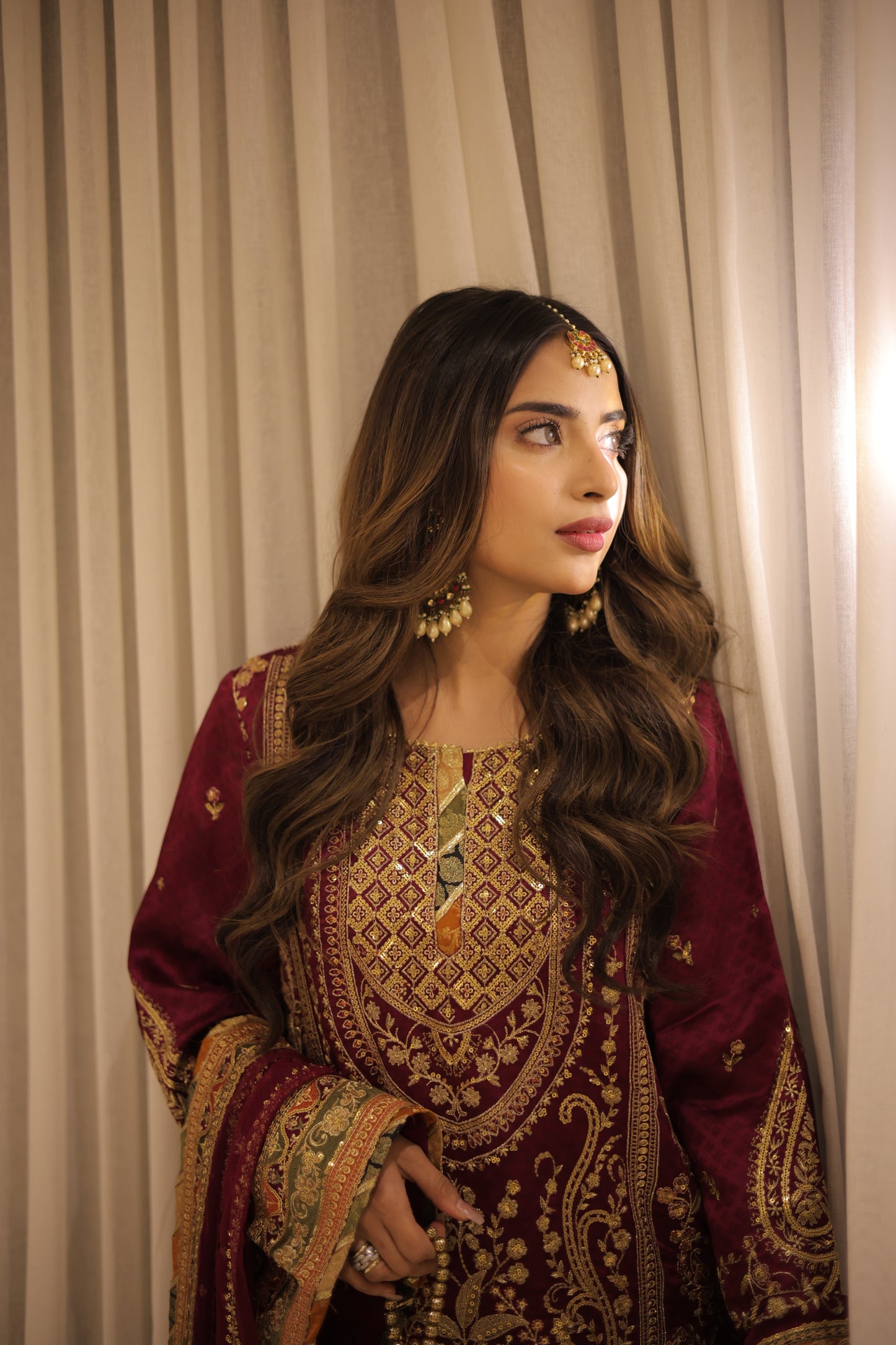 Rs 22500 Aneelas Stitched Silk Shirt Trouser Net Emb Duppata Formal 3pc [FC-09-A] [Dispatch Time 2 Months]