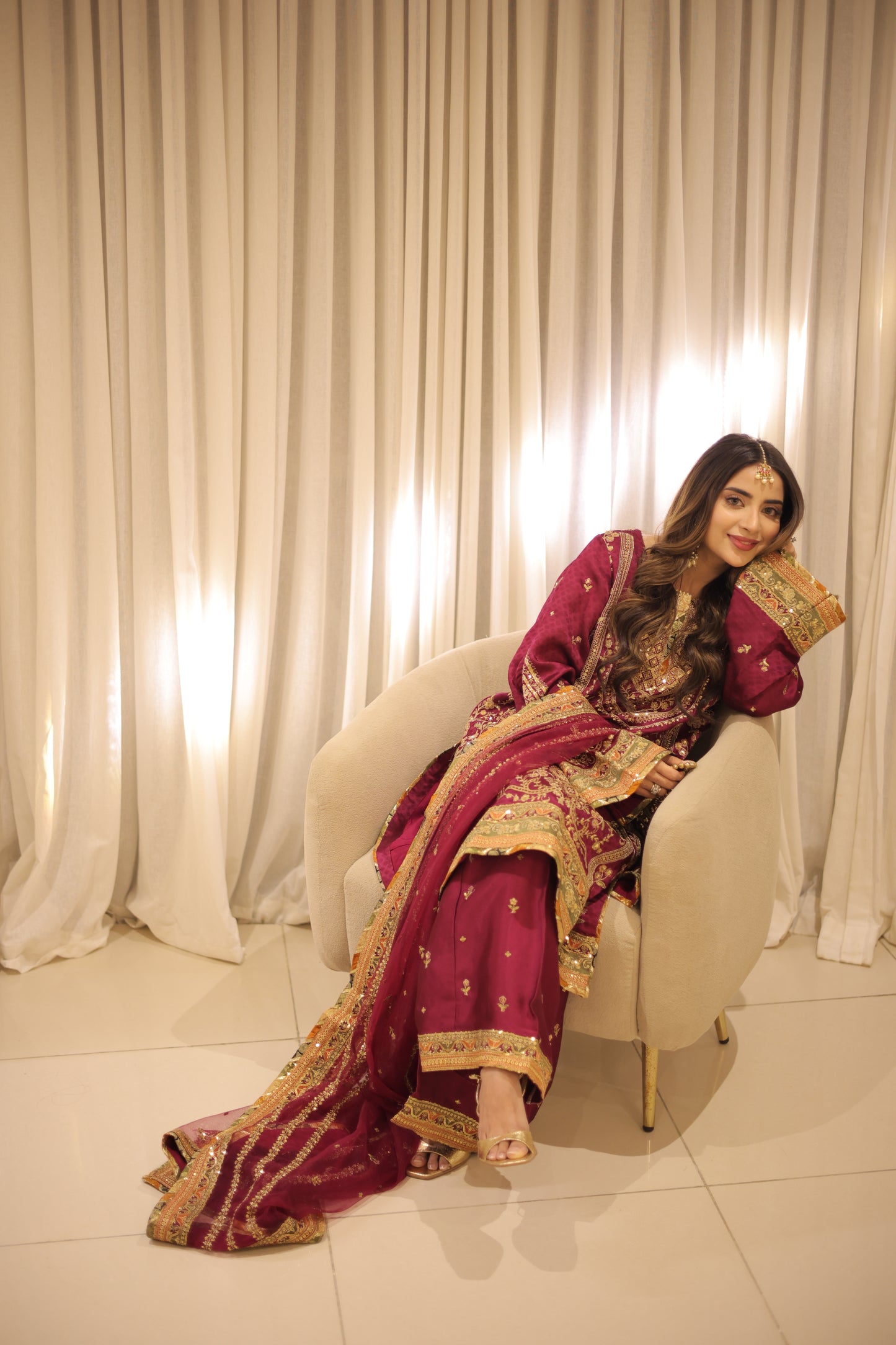 Rs 22500 Aneelas Stitched Silk Shirt Trouser Net Emb Duppata Formal 3pc [FC-09-A] [Dispatch Time 2 Months]