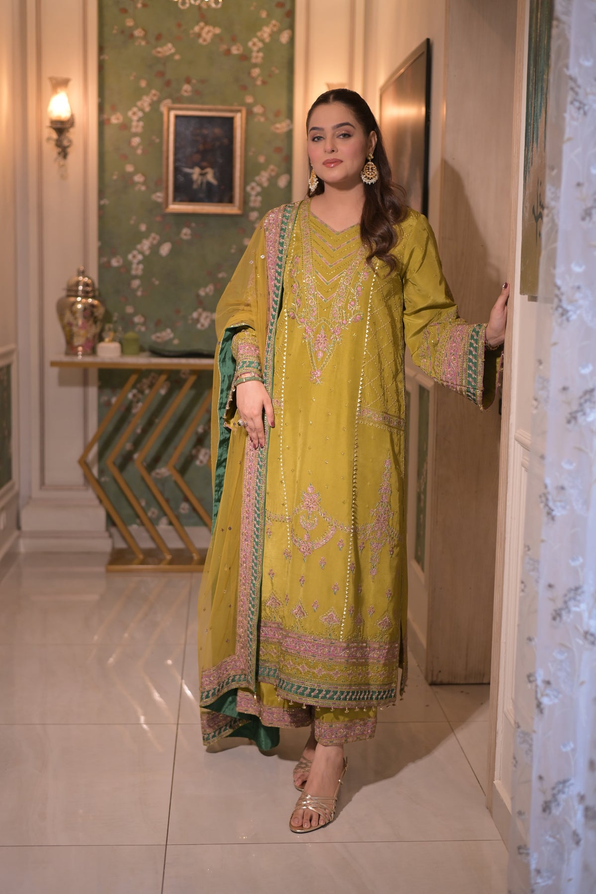Aneelas Raw Silk Emb 3pc With Emb Net Duppata [FC-48] [Dispatch Time 2 Month]