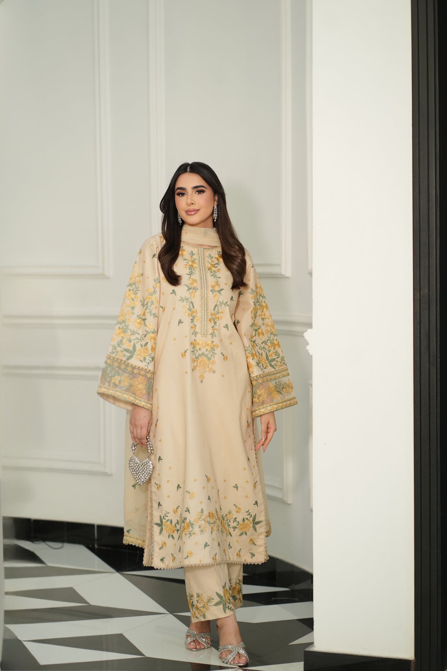 Rs 15000 Aneelas Stitched Lawn Emb 3pc Chiffon Duppata [LUX-26-94] [Dispatch Time 2 Months]