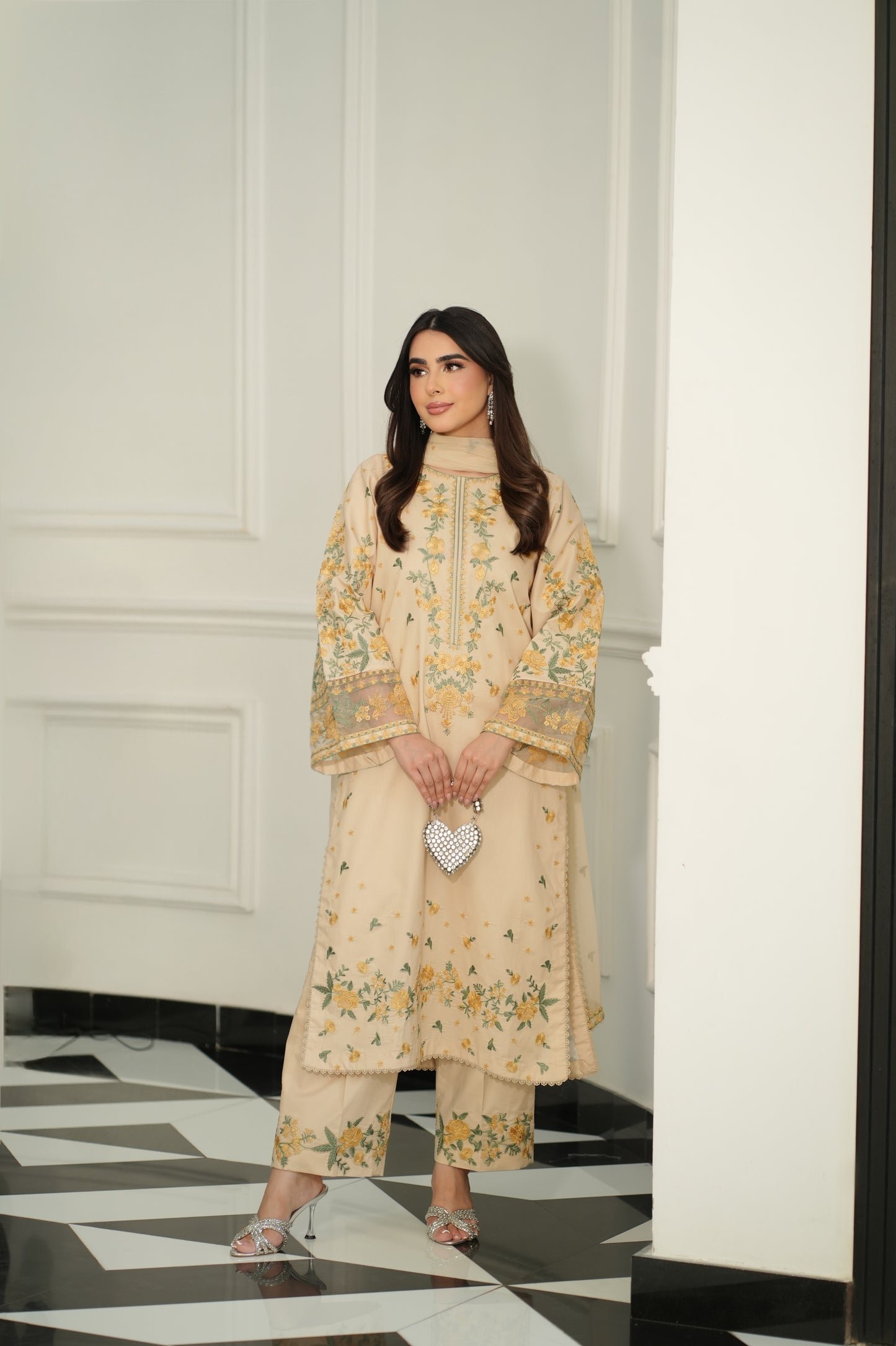Rs 15000 Aneelas Stitched Lawn Emb 3pc Chiffon Duppata [LUX-26-94] [Dispatch Time 2 Months]