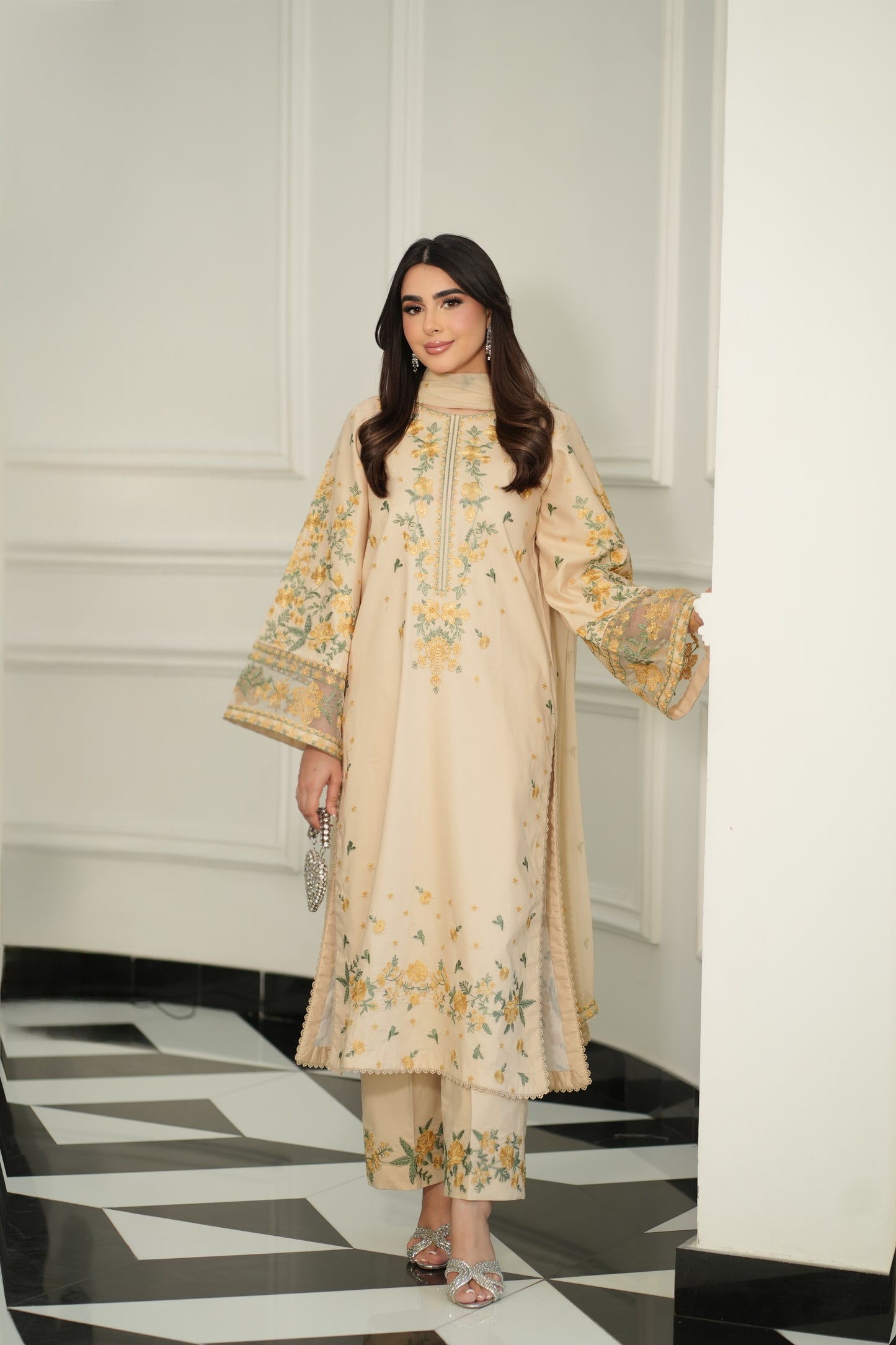 Rs 15000 Aneelas Stitched Lawn Emb 3pc Chiffon Duppata [LUX-26-94] [Dispatch Time 2 Months]