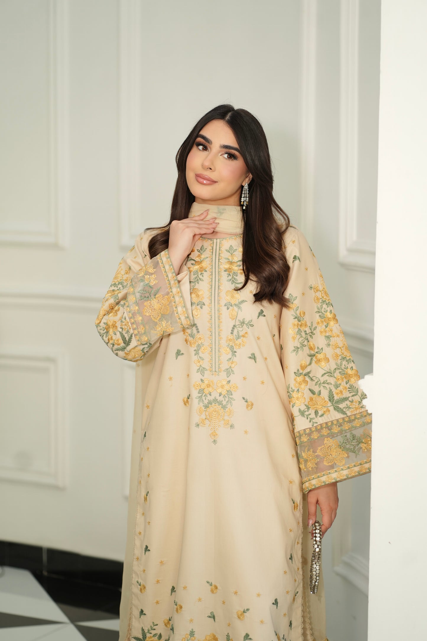 Rs 15000 Aneelas Stitched Lawn Emb 3pc Chiffon Duppata [LUX-26-94] [Dispatch Time 2 Months]