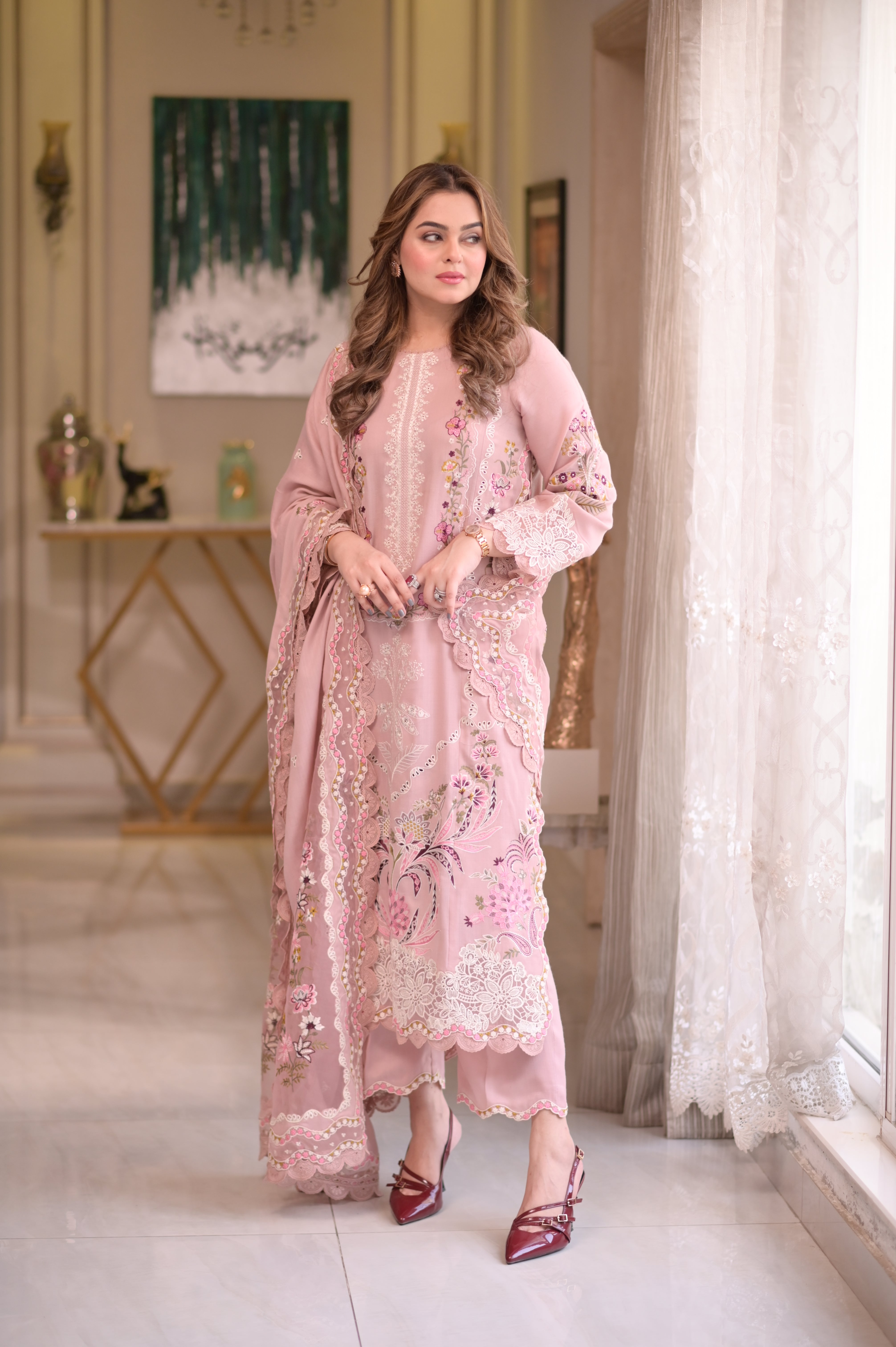 Rs 22000 Aneelas Stitched Karandi Emb 3pc [WLUX-10-B] [Dispatch Time 2 Months]