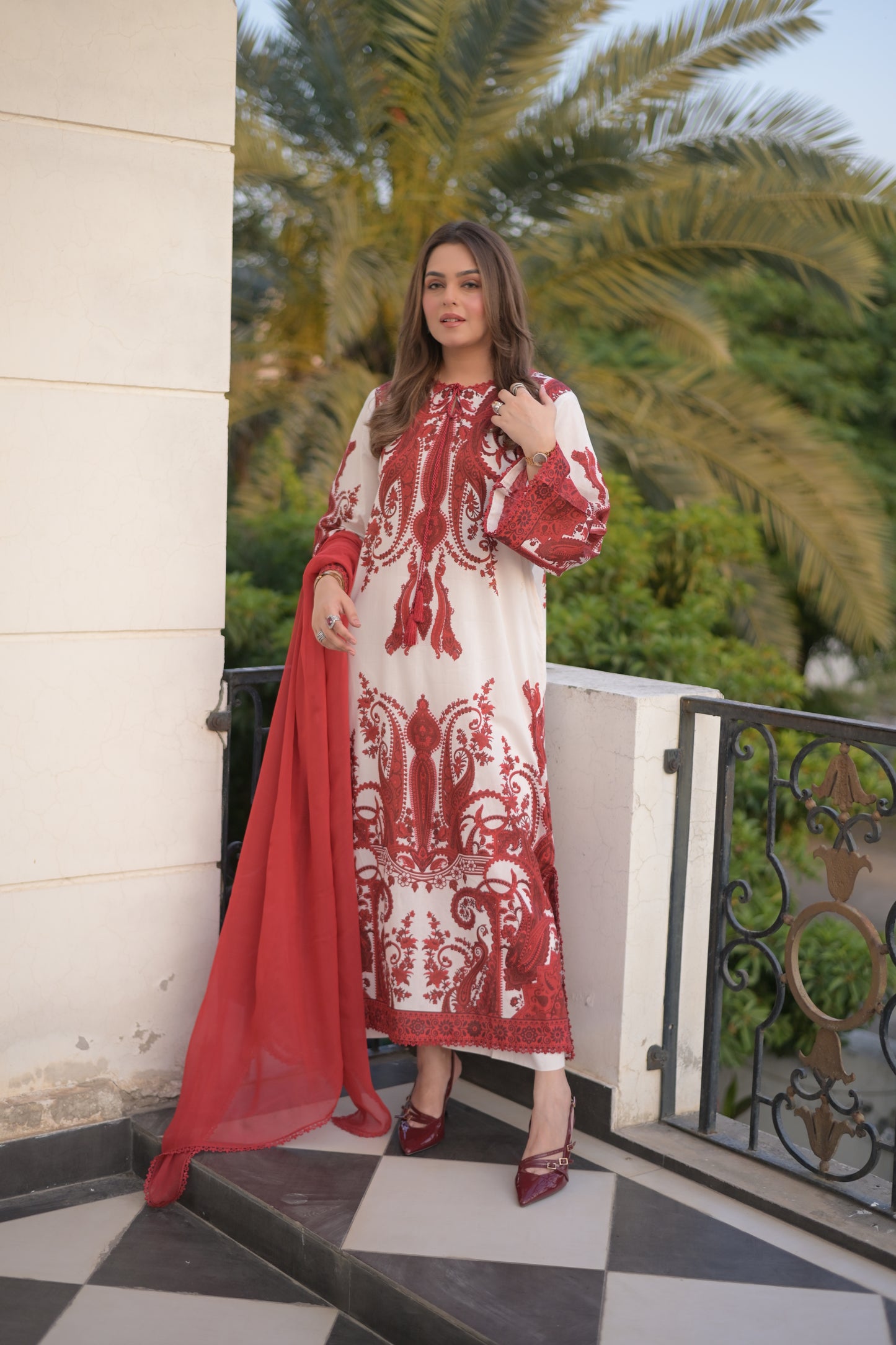Rs 5500 Aneelas Stitched Print Kaftan 2pc [SPR-26-48] [Dispatch Time 2.5 Months]
