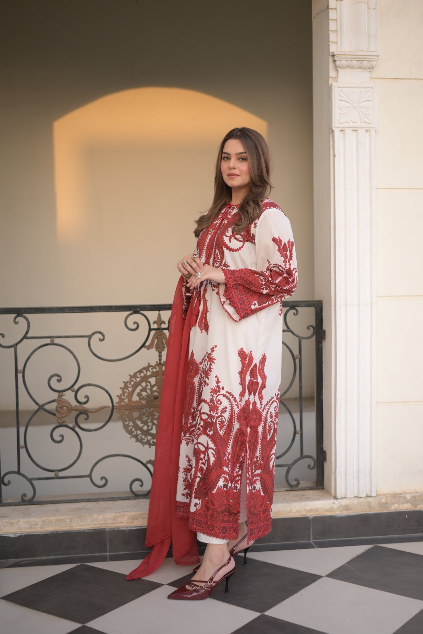 Rs 5500 Aneelas Stitched Print Kaftan 2pc [SPR-26-48] [Dispatch Time 2.5 Months]